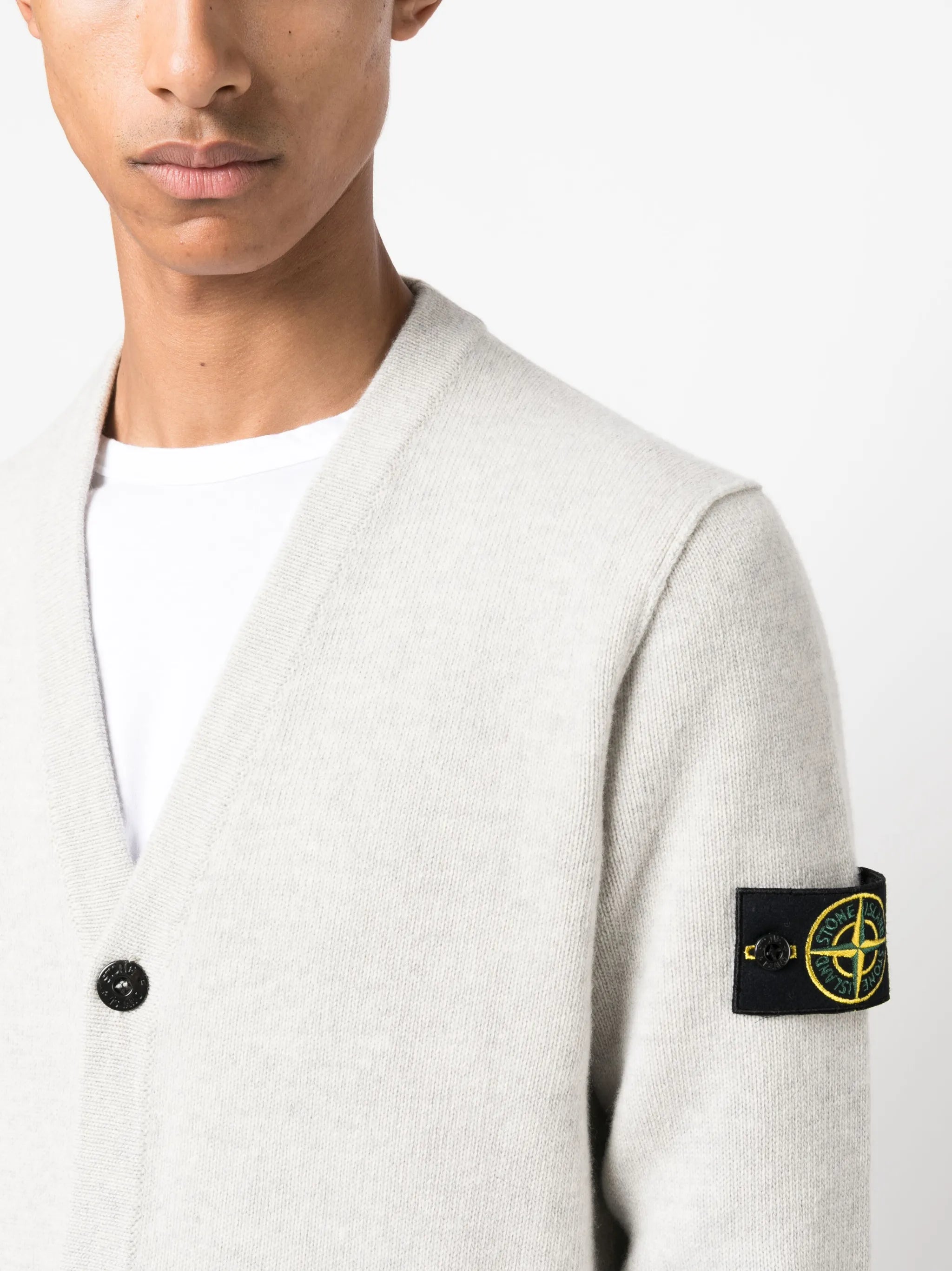 Compass-motif ribbed cardigan