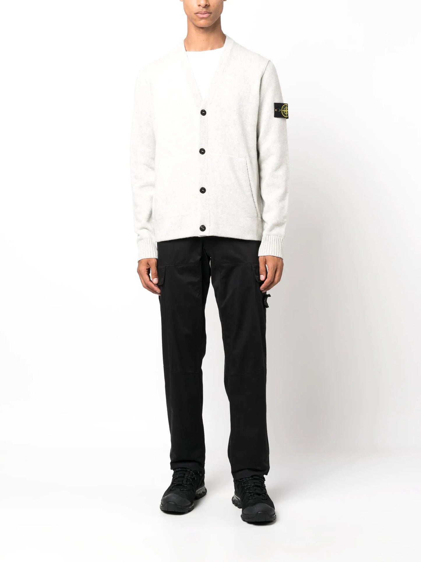 Compass-motif ribbed cardigan