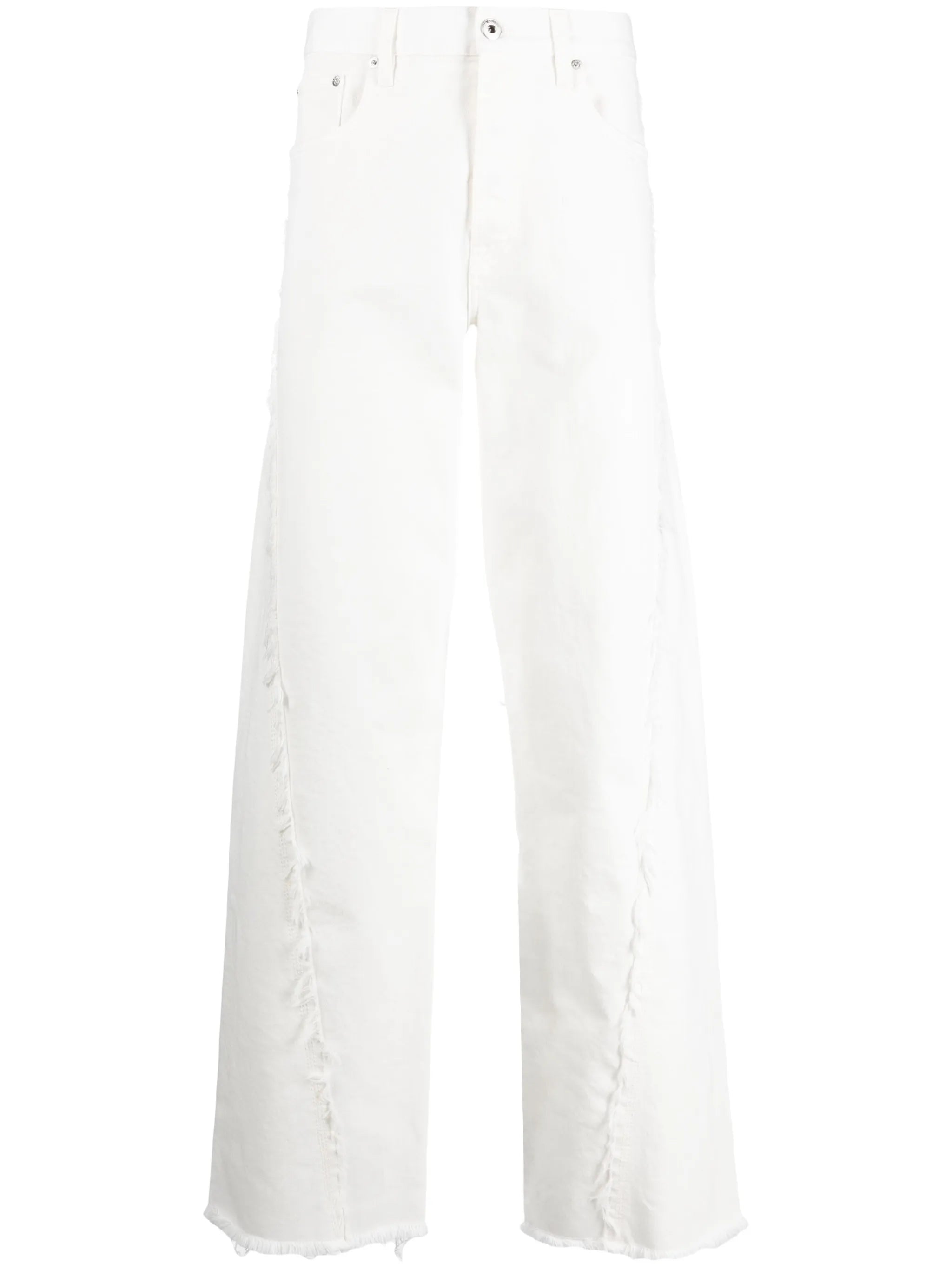 distressed-detail wide-leg jeans