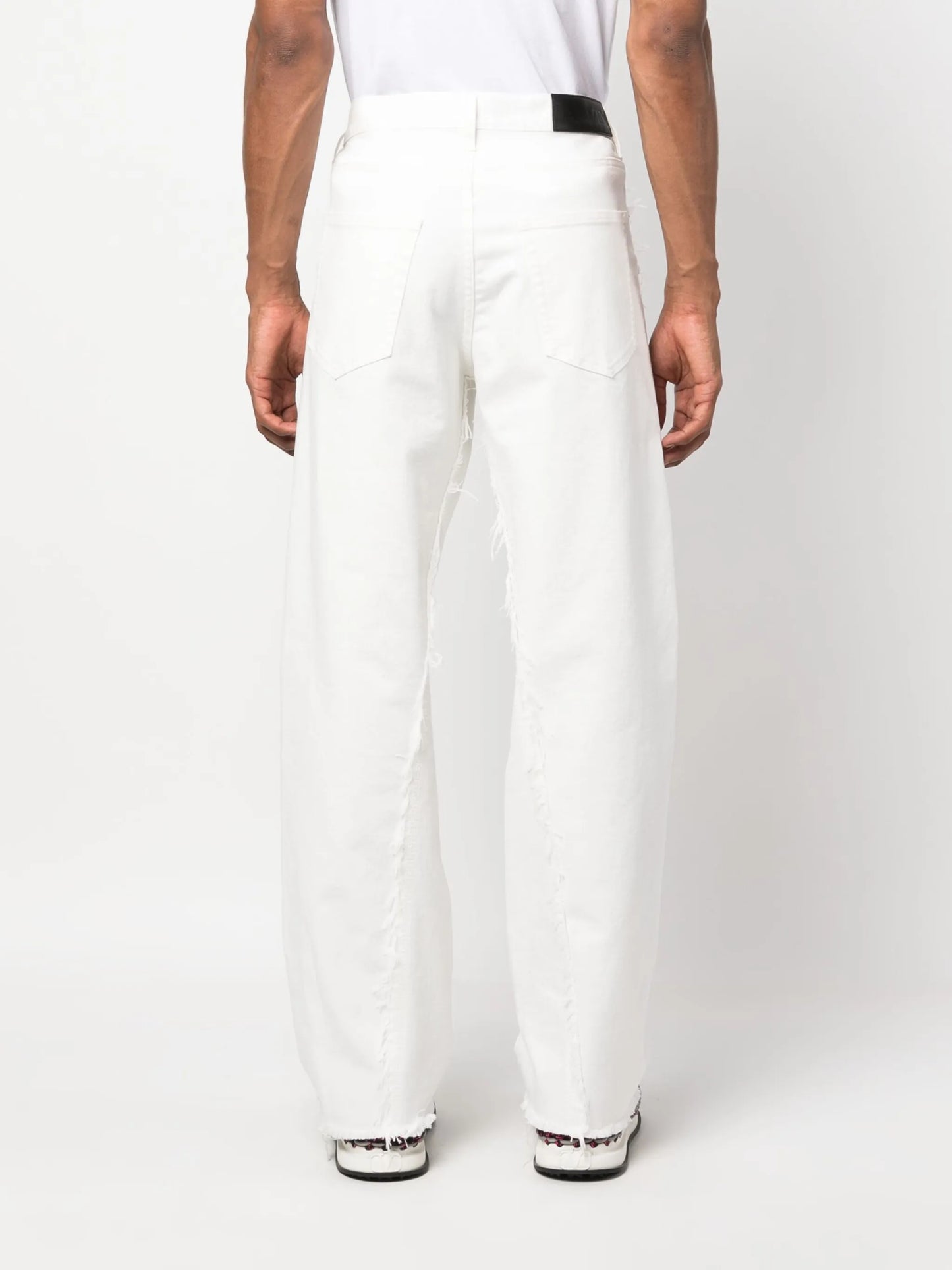 distressed-detail wide-leg jeans