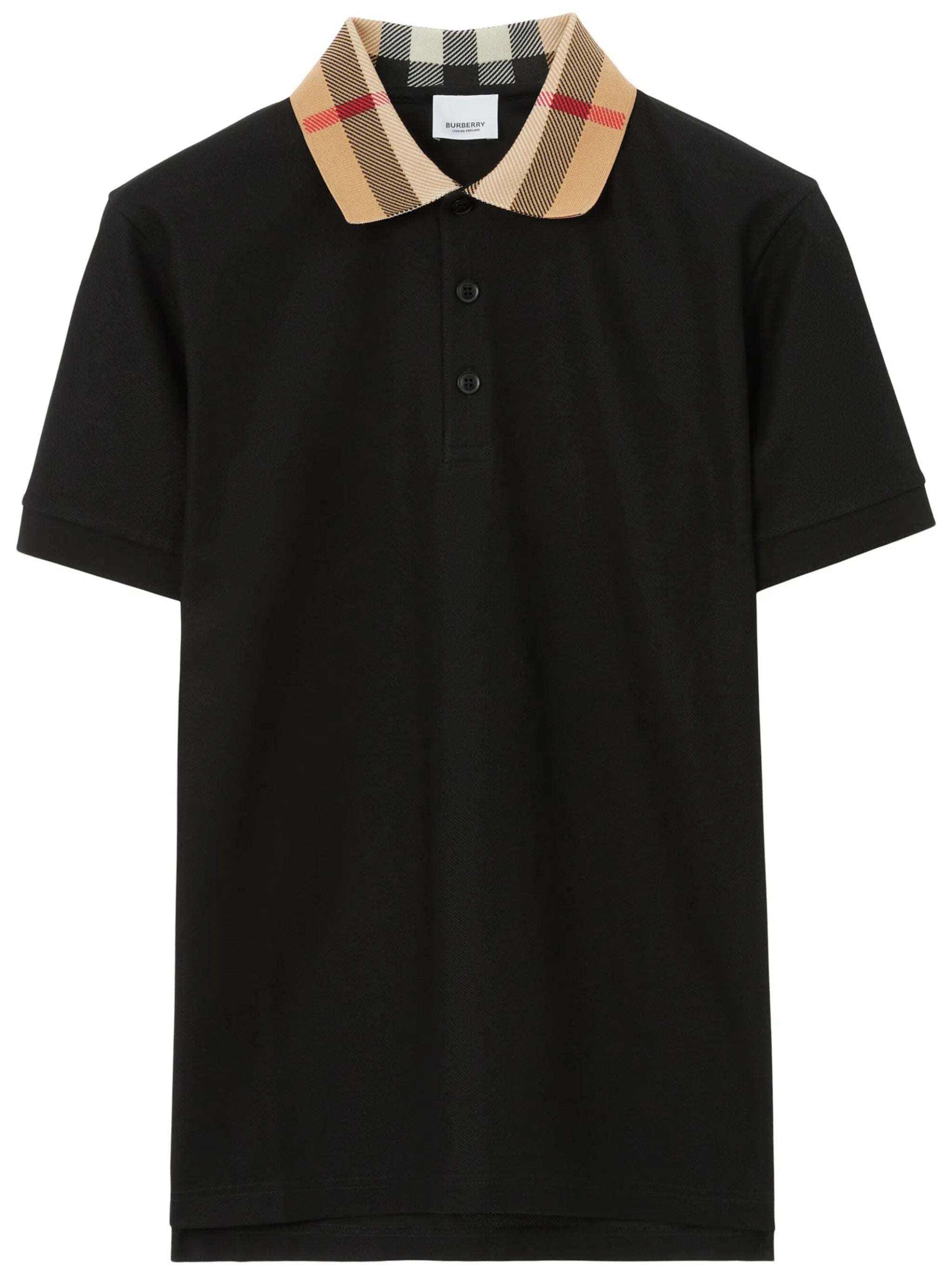 checked-collar cotton polo shirt