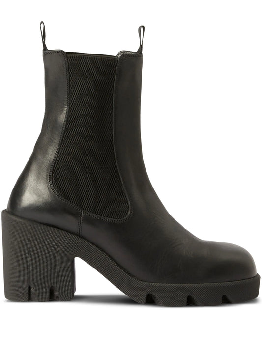 elasticated-panel leather boots