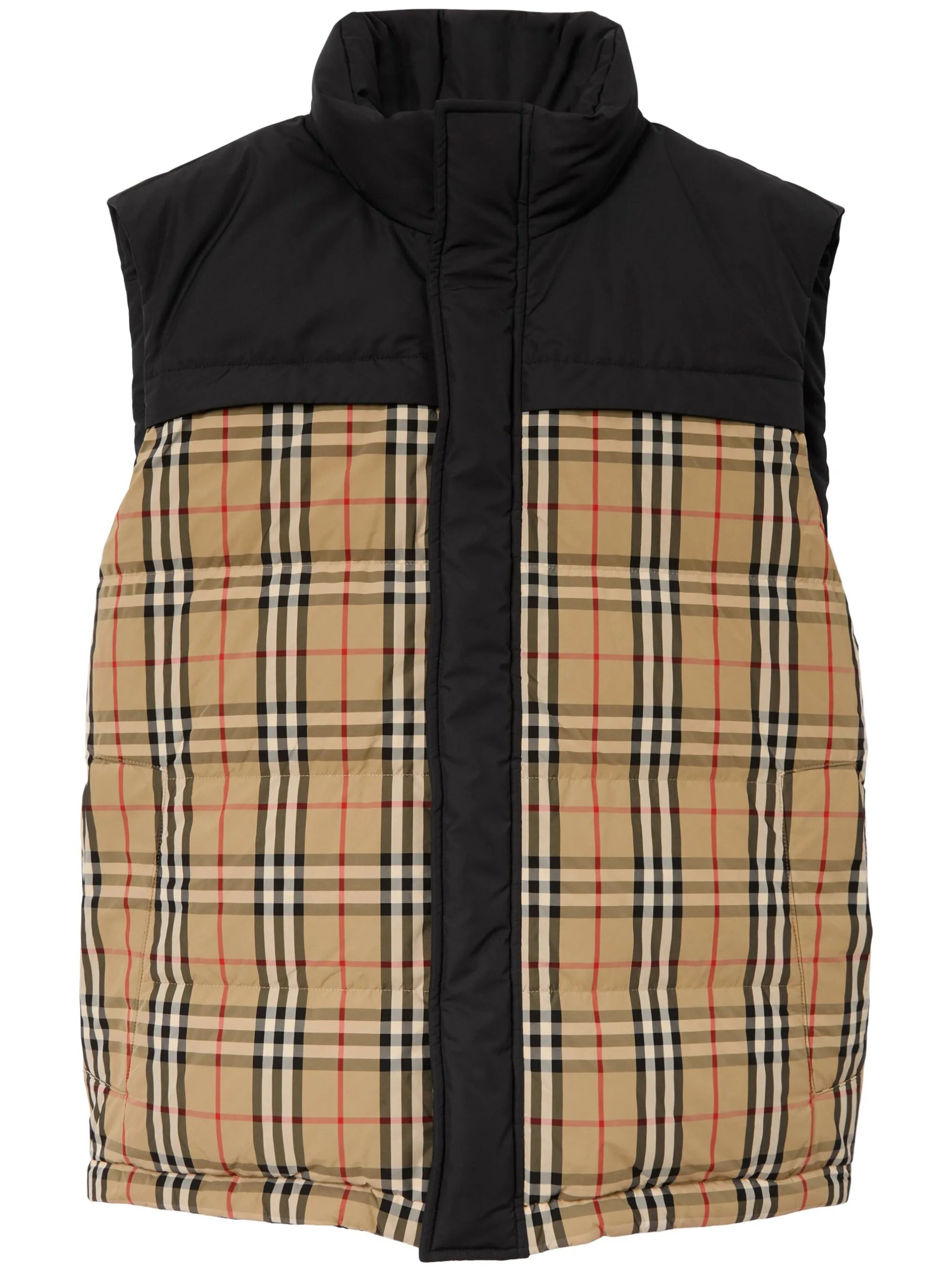 check-print padded gilet