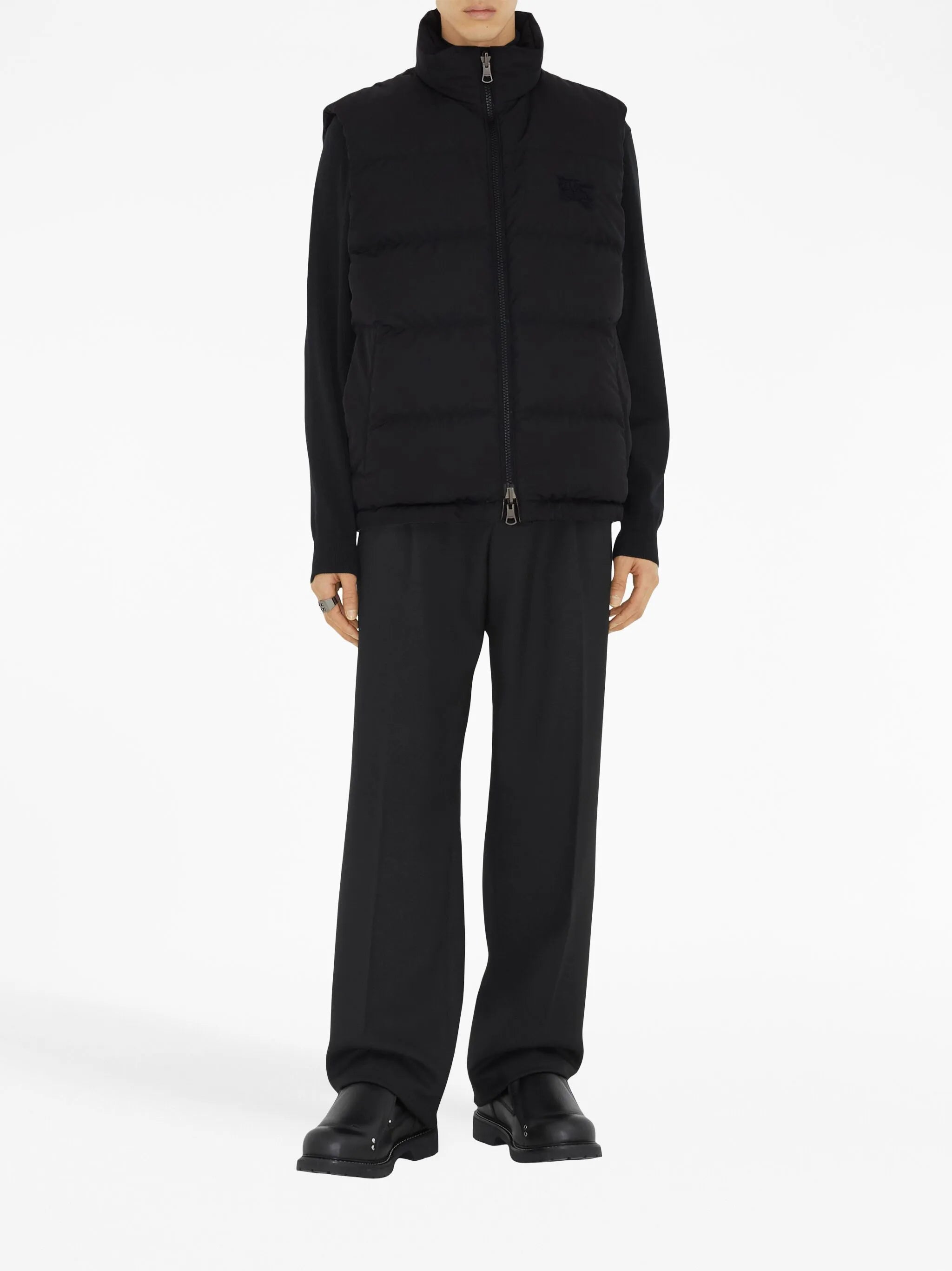 check-print padded gilet