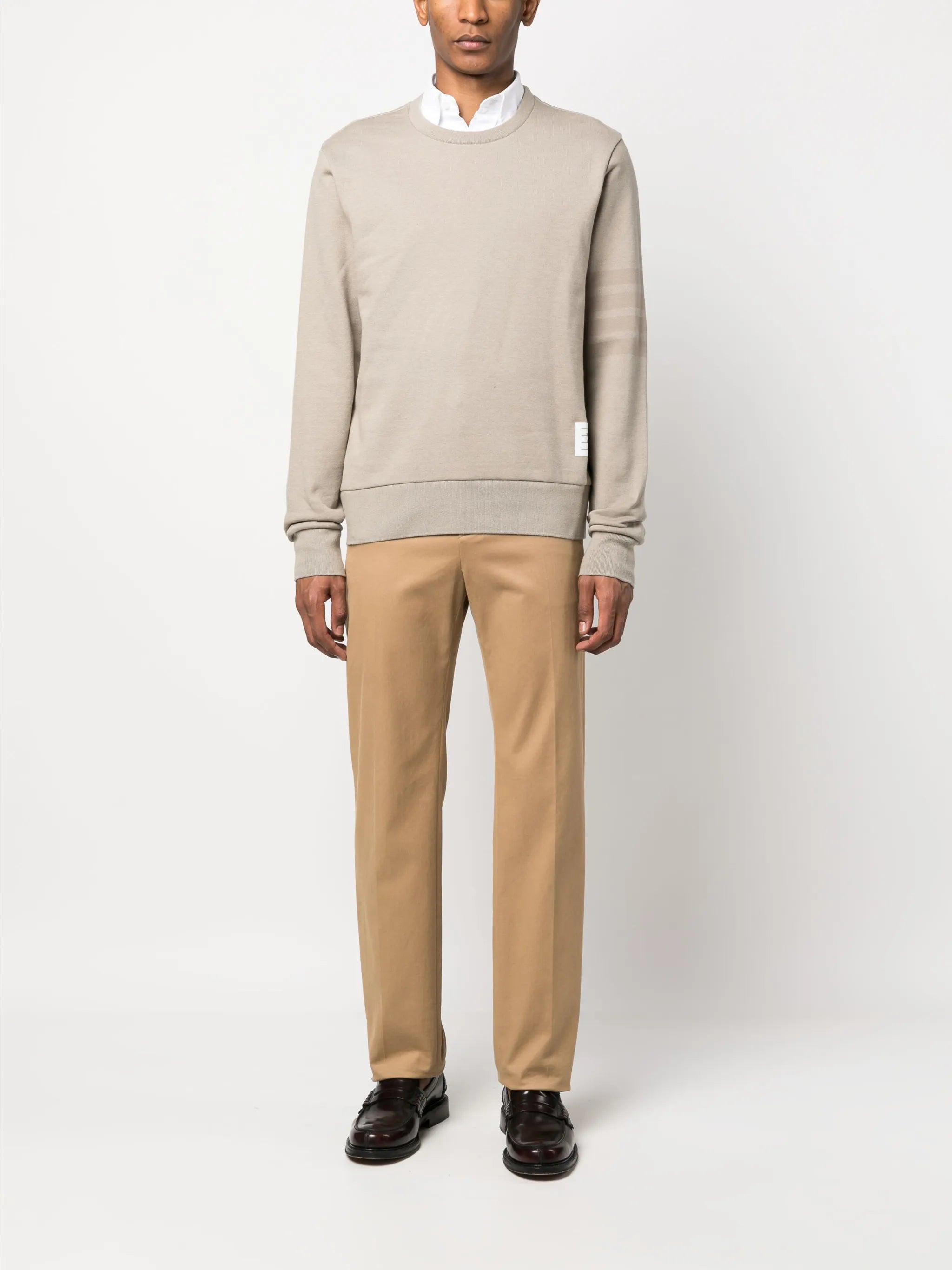 4-Bar stripes cotton sweatshirt