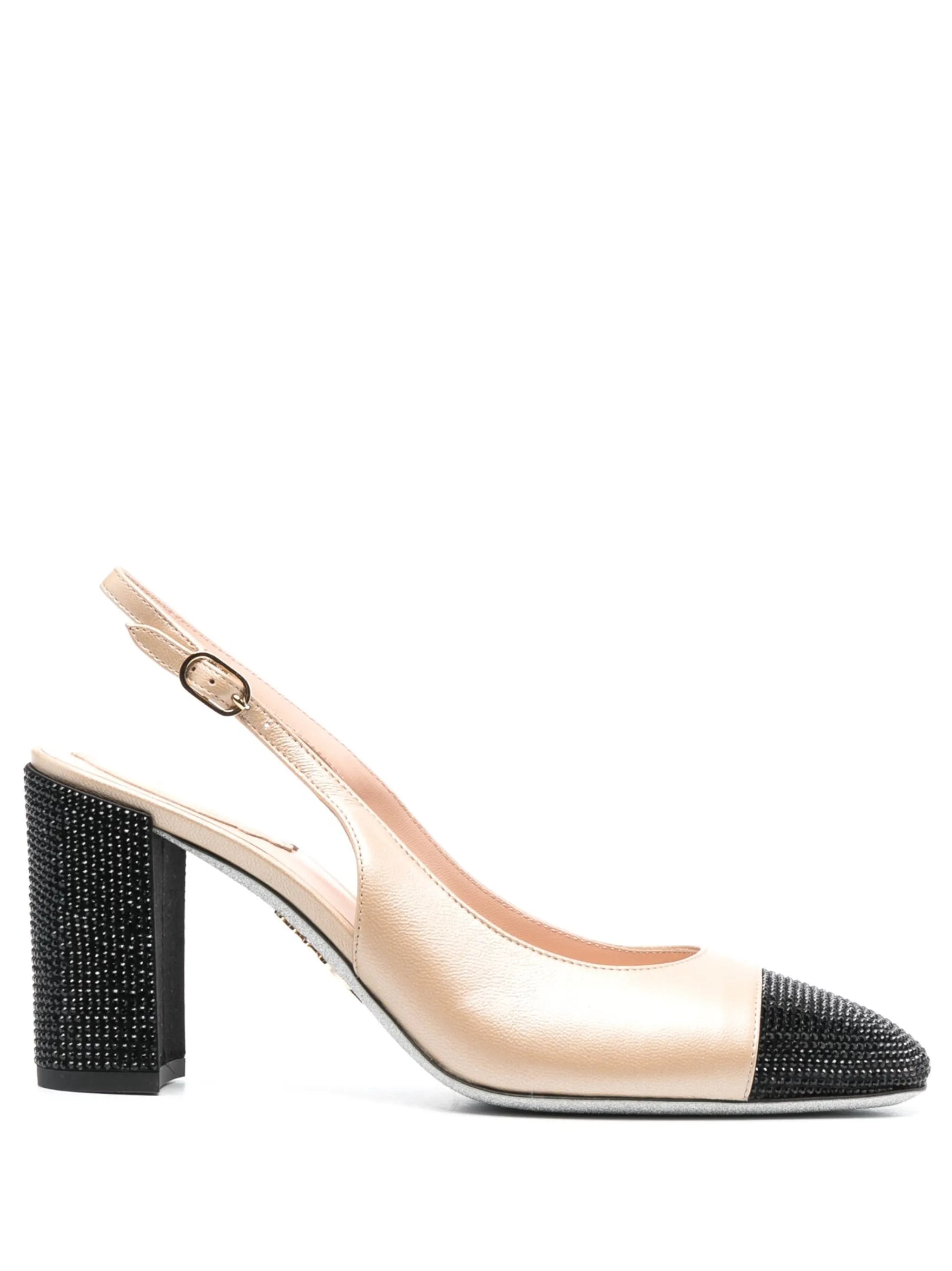 80mm two-tone rhinestone-embellished pumps