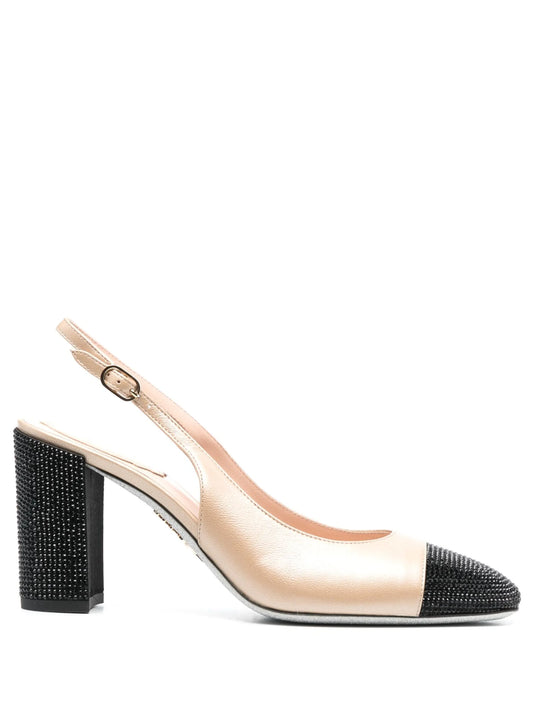 80mm two-tone rhinestone-embellished pumps