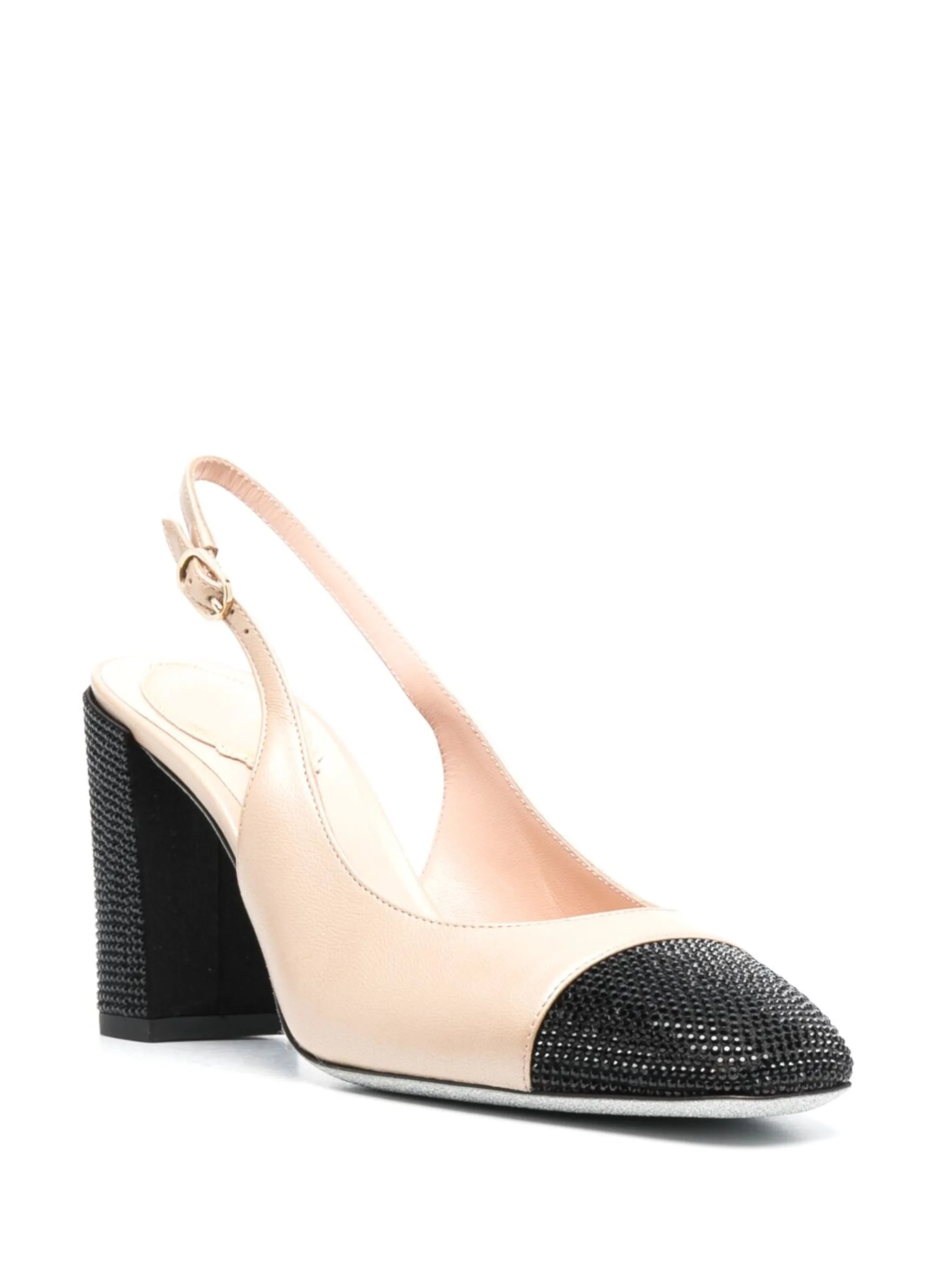 80mm two-tone rhinestone-embellished pumps