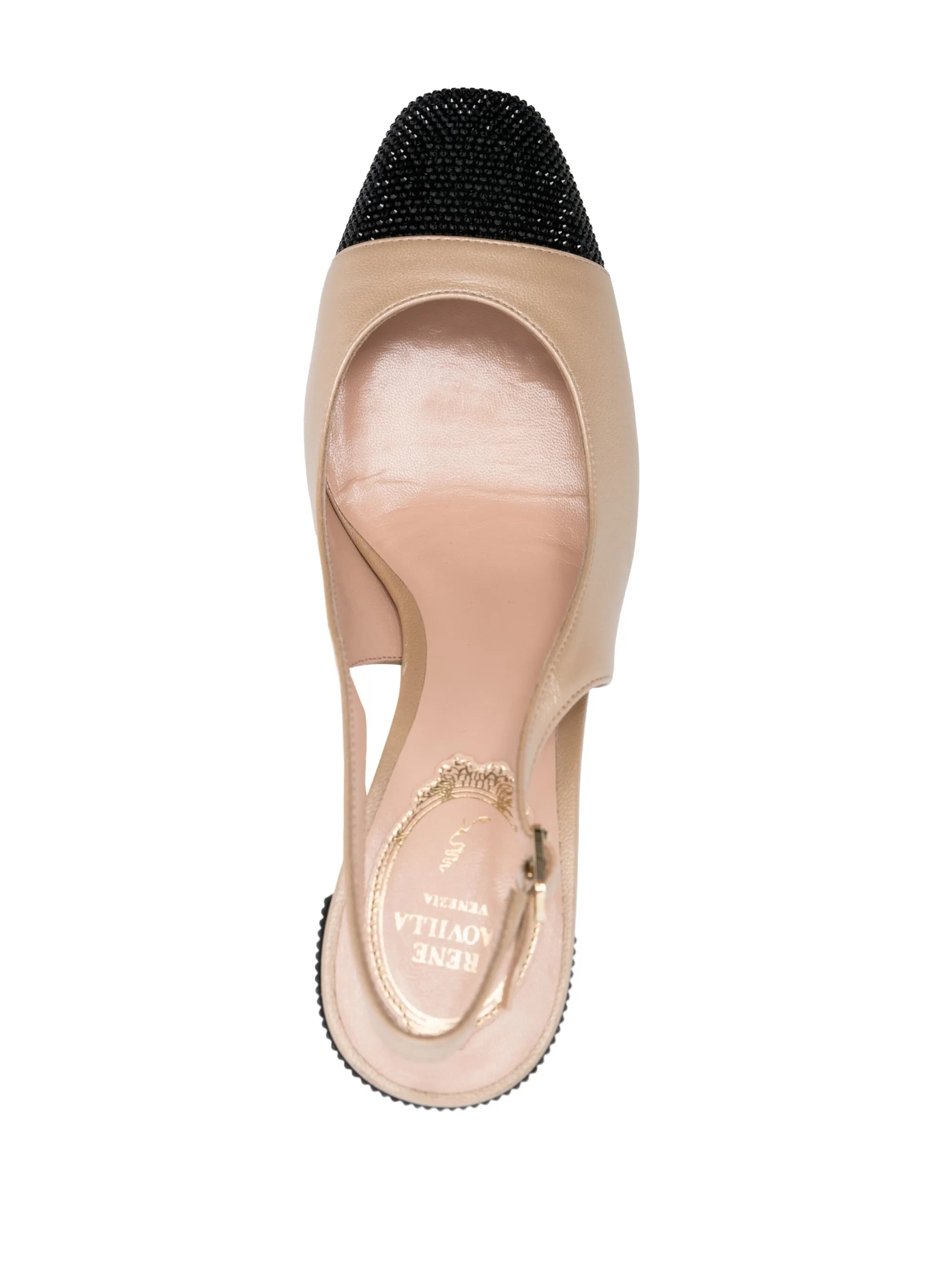 80mm two-tone rhinestone-embellished pumps