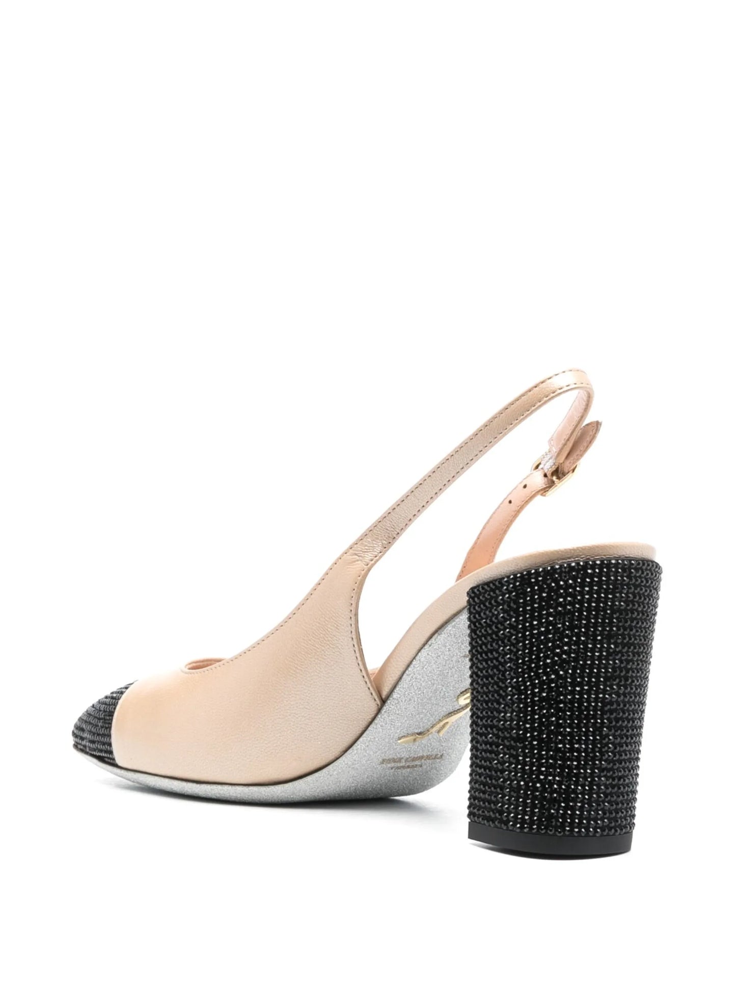 80mm two-tone rhinestone-embellished pumps