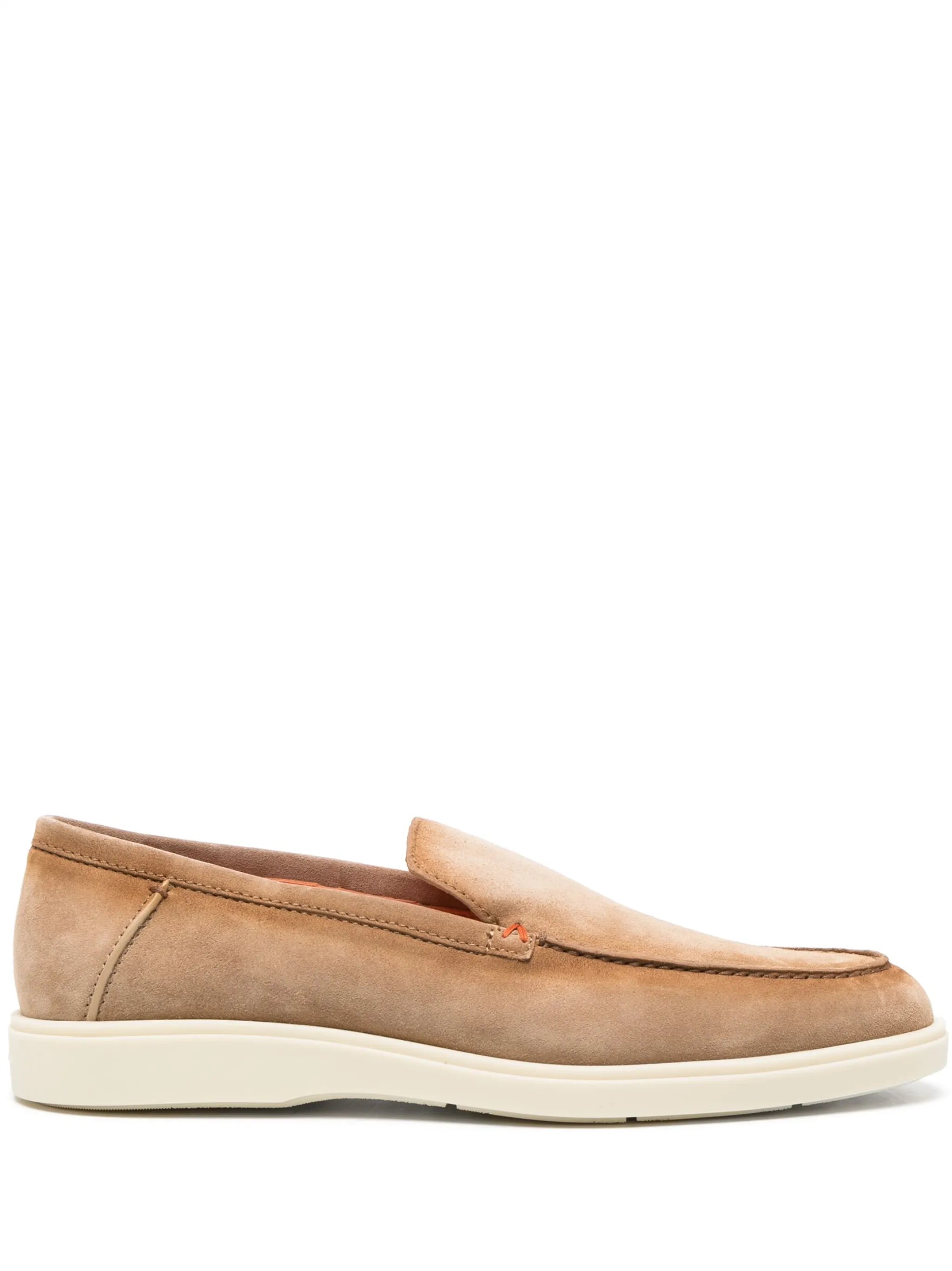 almond-toe suede loafers