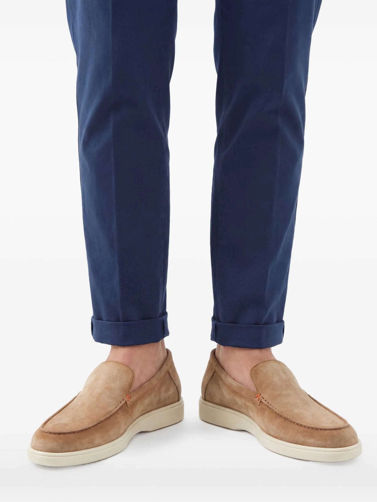 almond-toe suede loafers