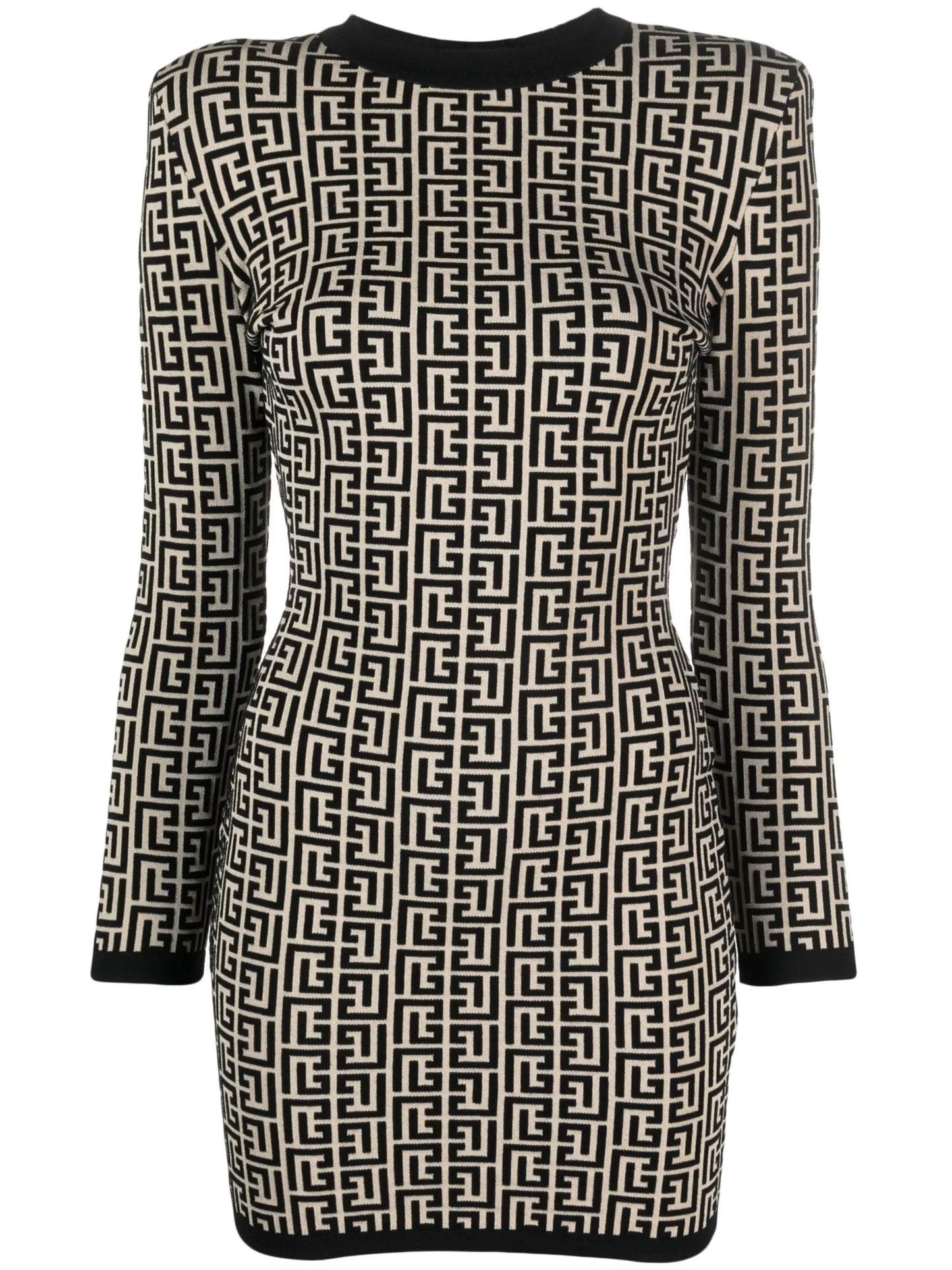 monogram-print wool-blend dress