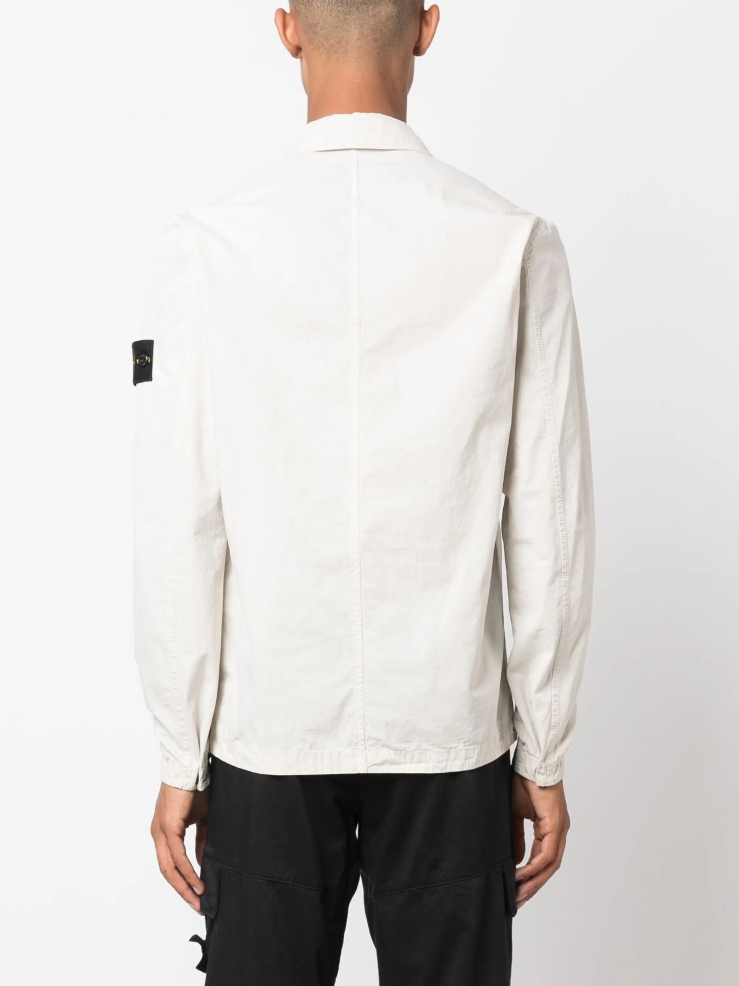 Compass-patch cotton shirt jacket