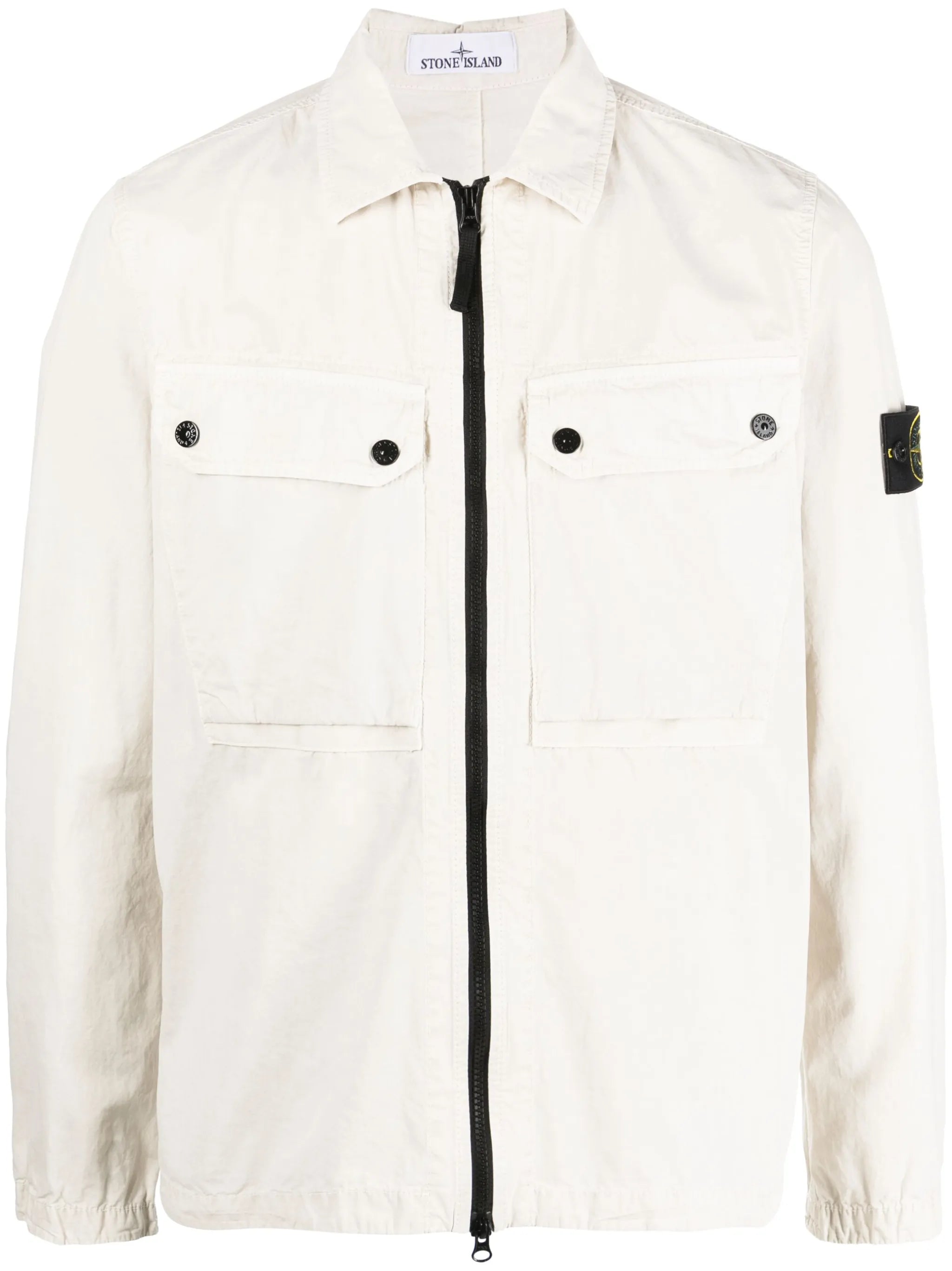 Compass-patch cotton shirt jacket