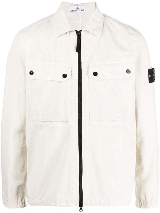 Compass-patch cotton shirt jacket