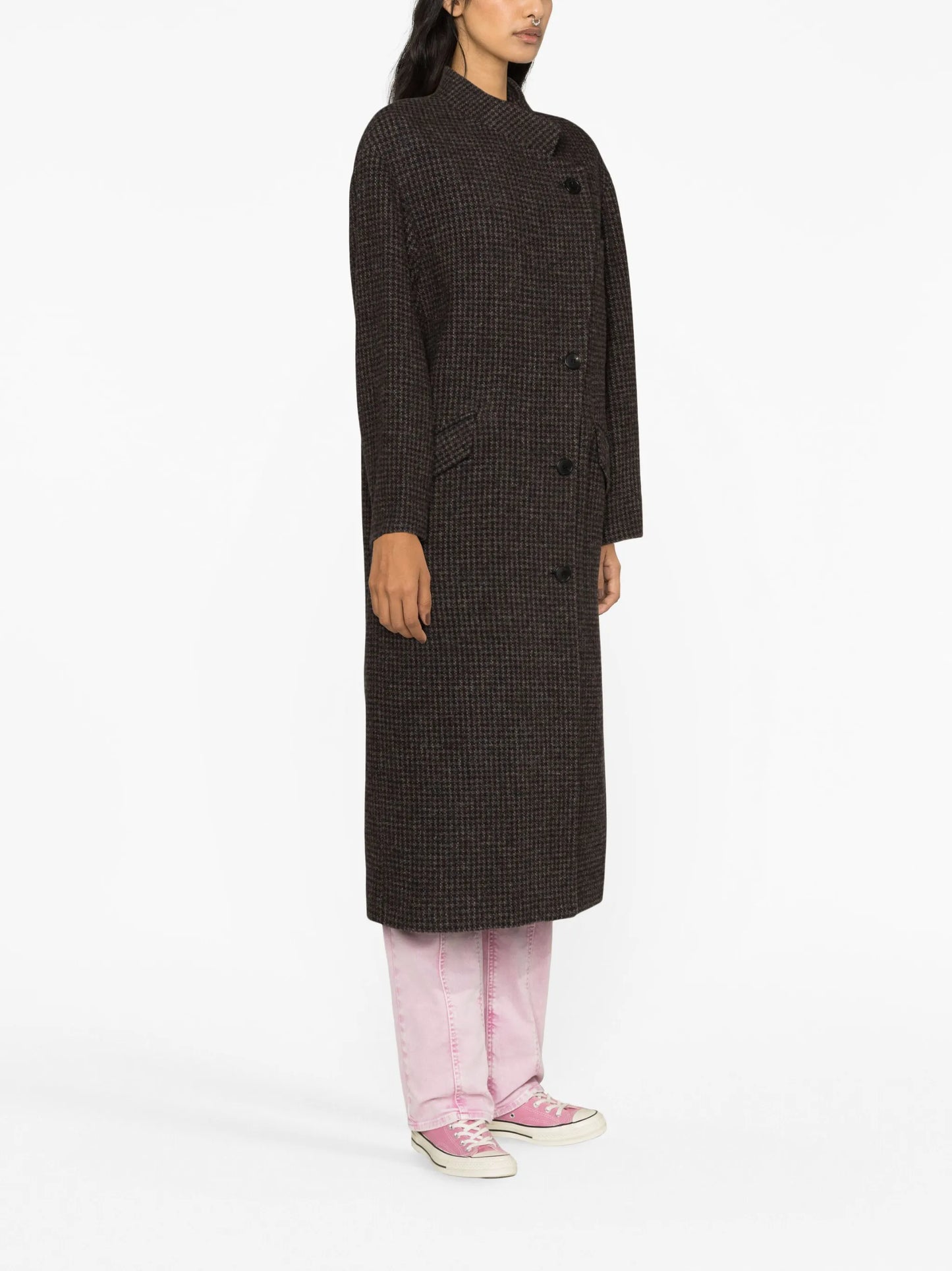 Sabine double-breasted houndstooth coat