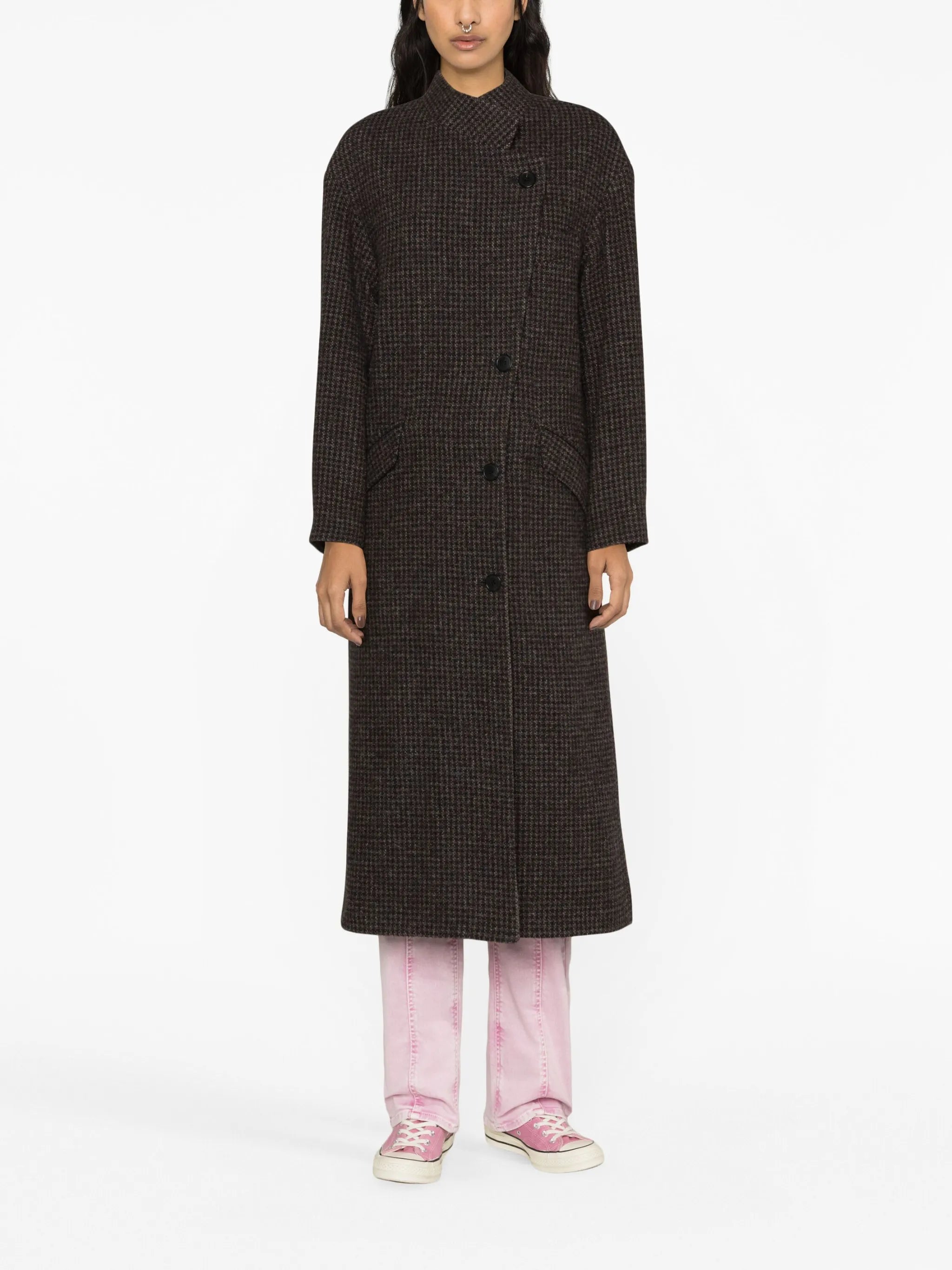 Sabine double-breasted houndstooth coat