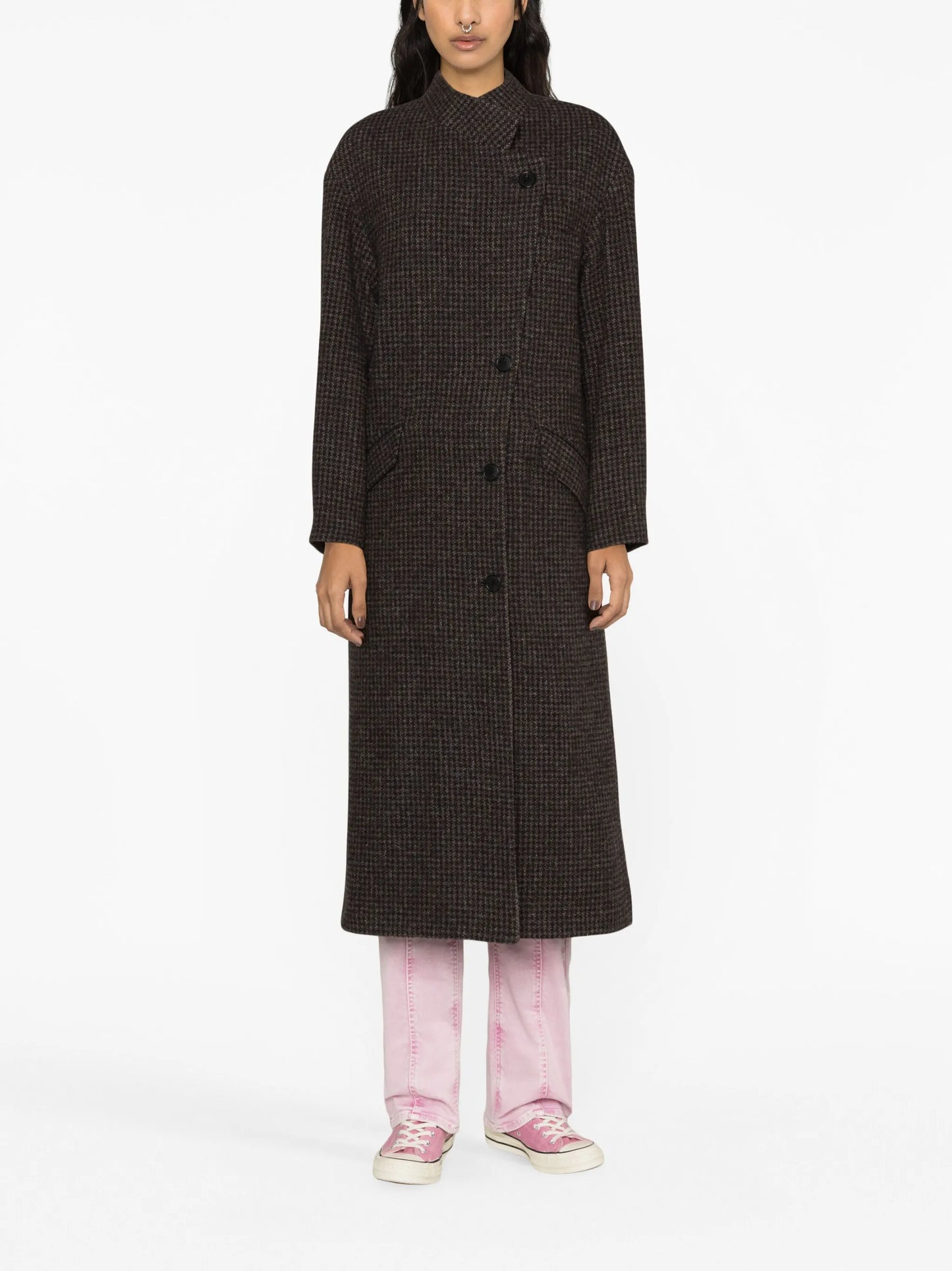Sabine double-breasted houndstooth coat
