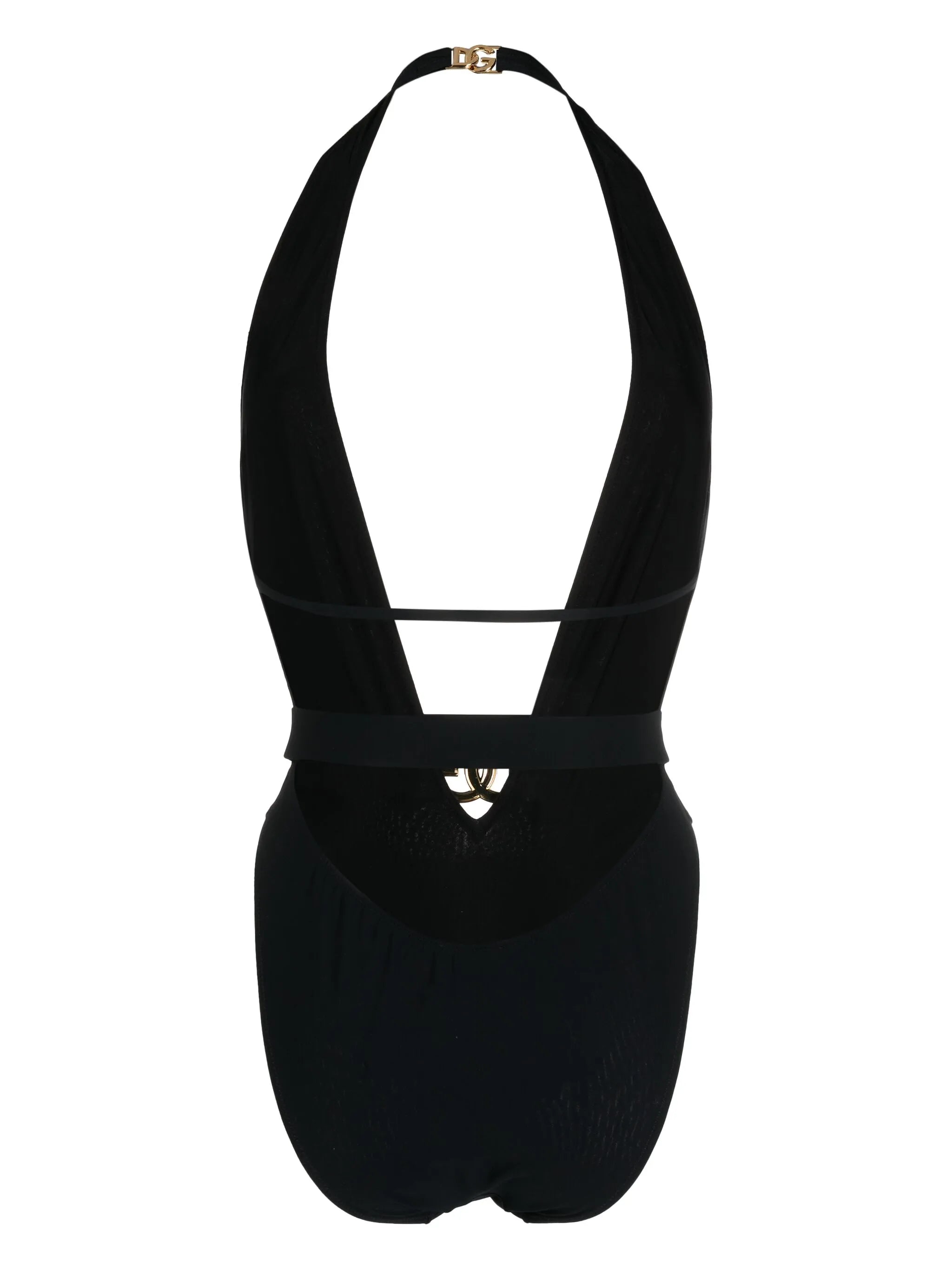 logo-plaque plunge swimsuit