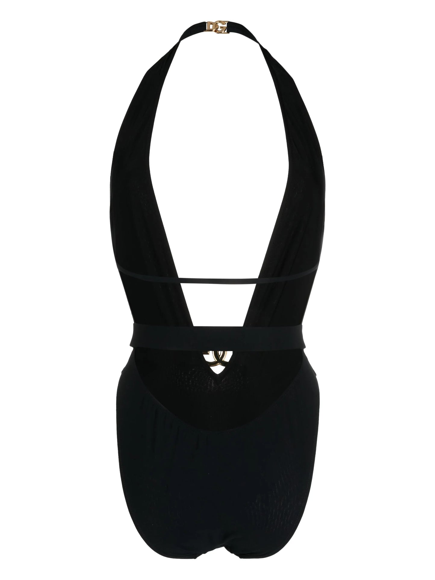 logo-plaque plunge swimsuit