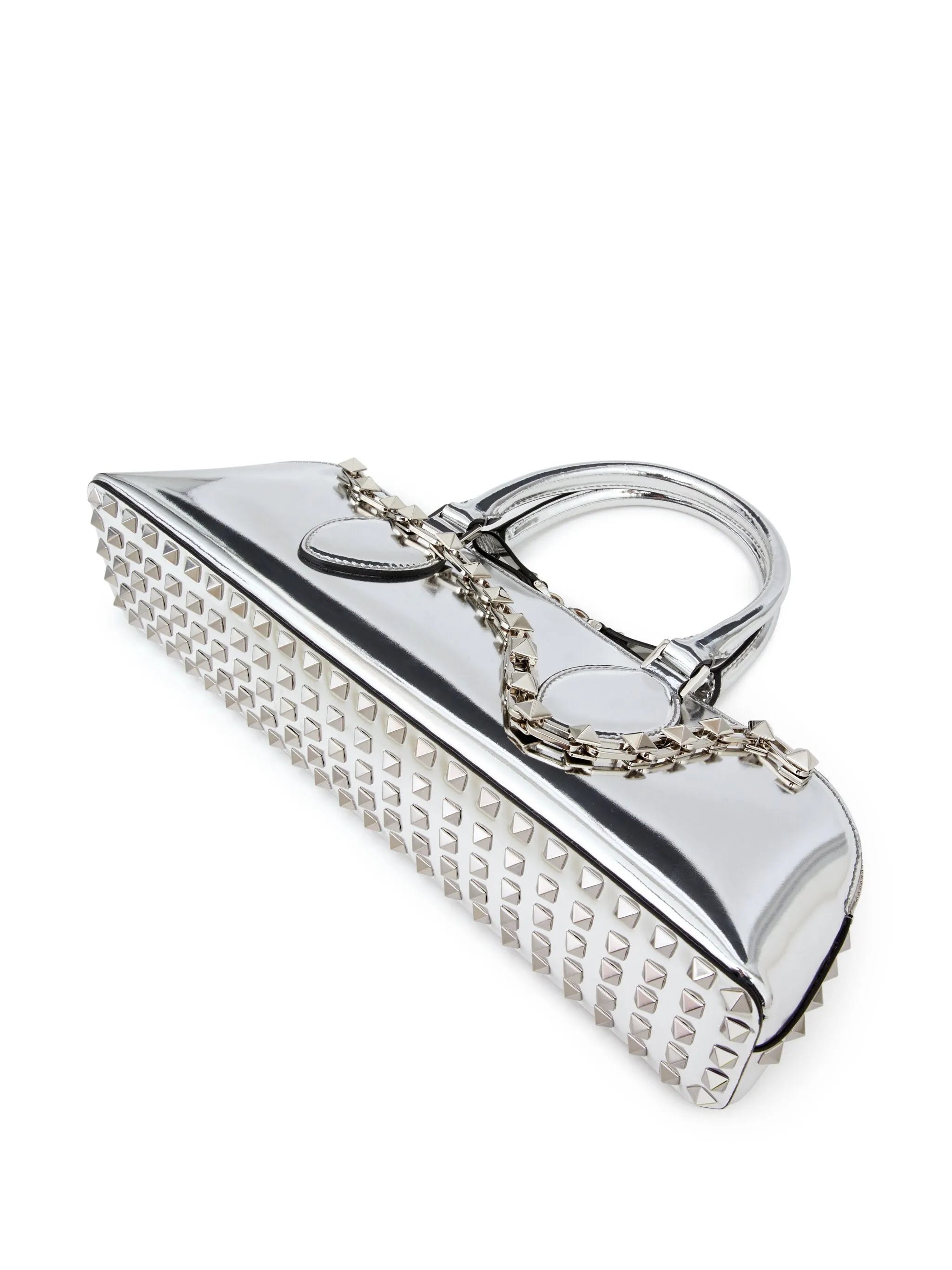 Rockstud E/W mirrored leather handbag