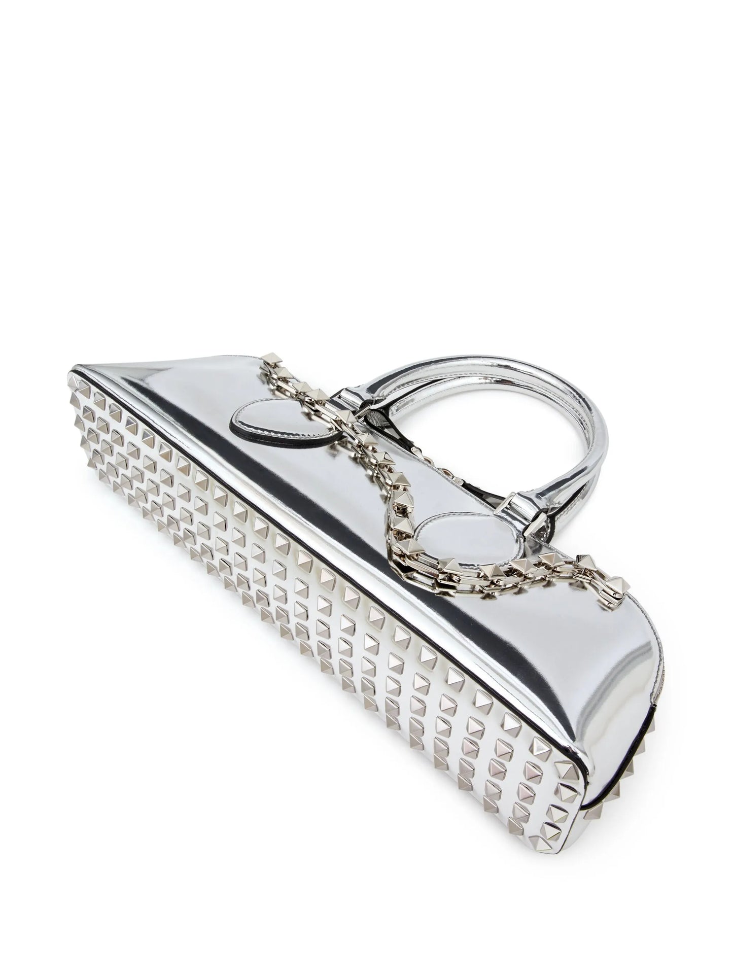 Rockstud E/W mirrored leather handbag