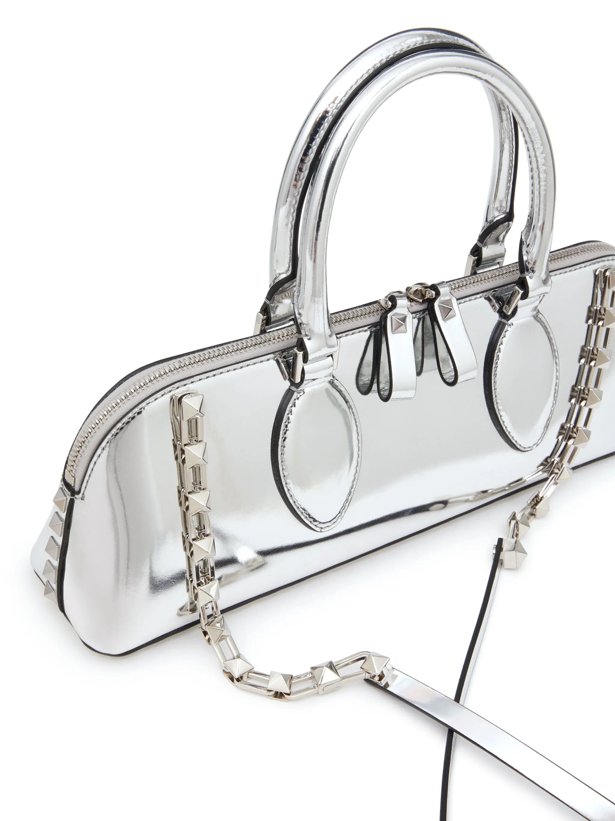 Rockstud E/W mirrored leather handbag