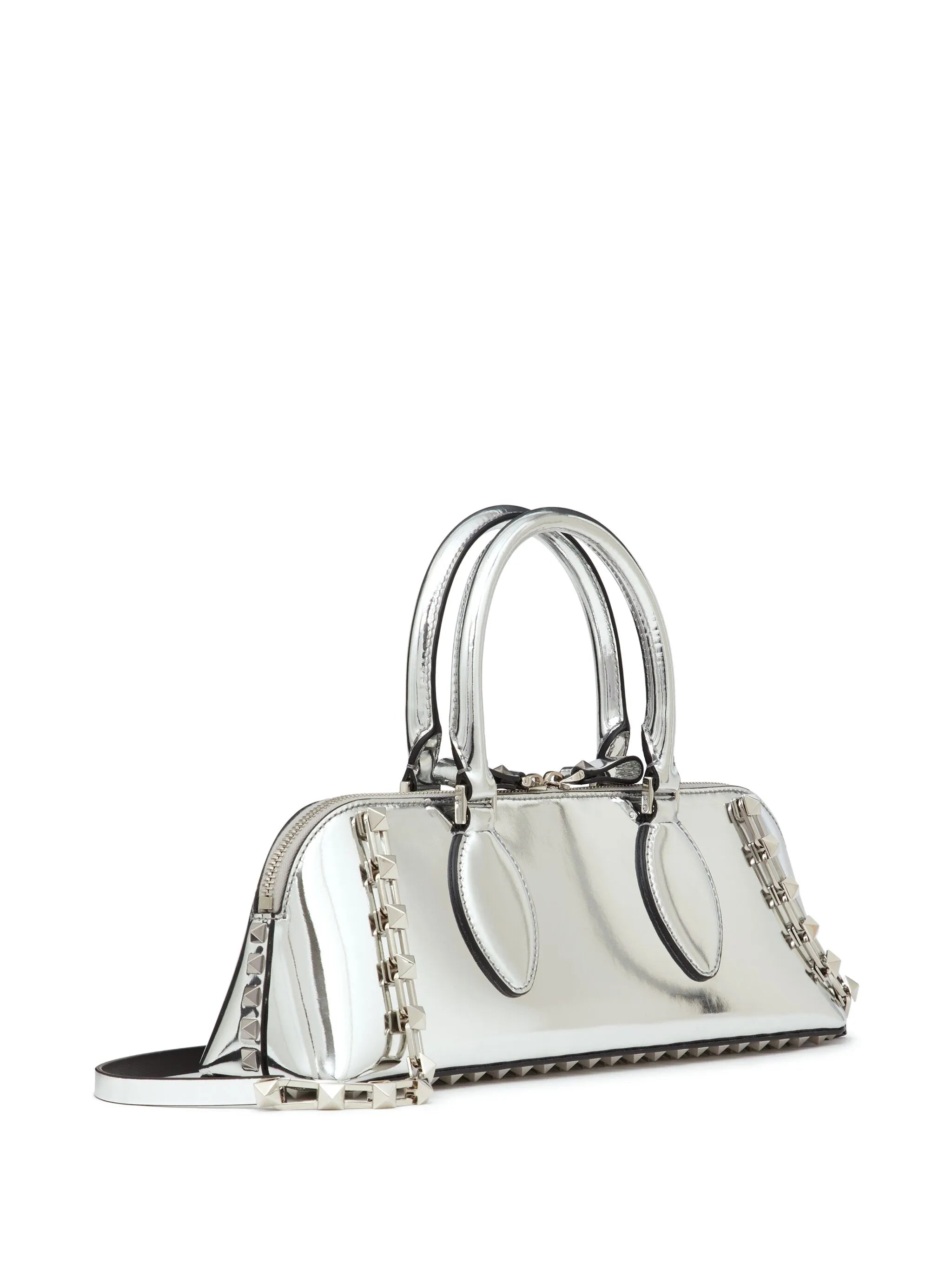 Rockstud E/W mirrored leather handbag
