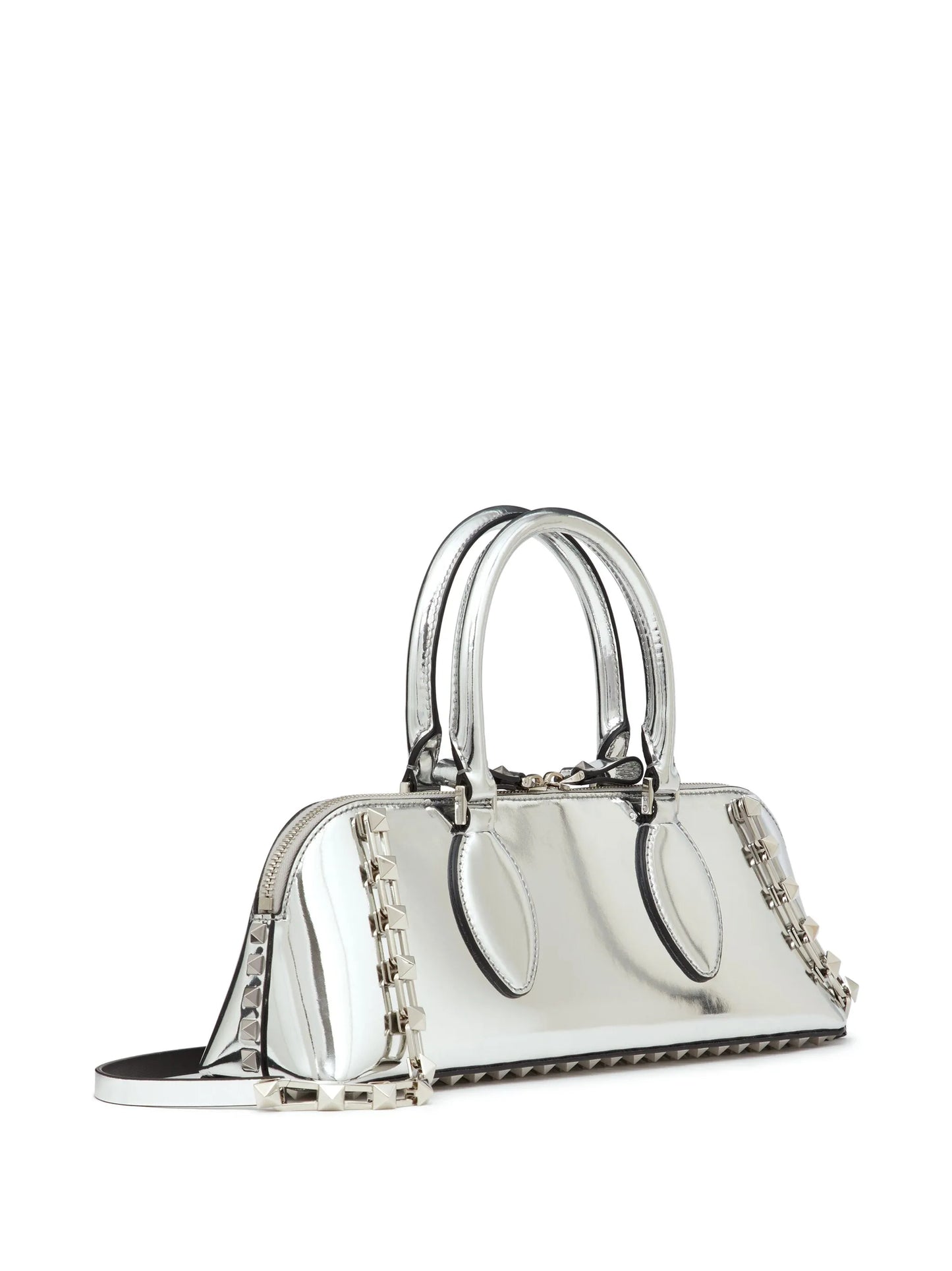 Rockstud E/W mirrored leather handbag