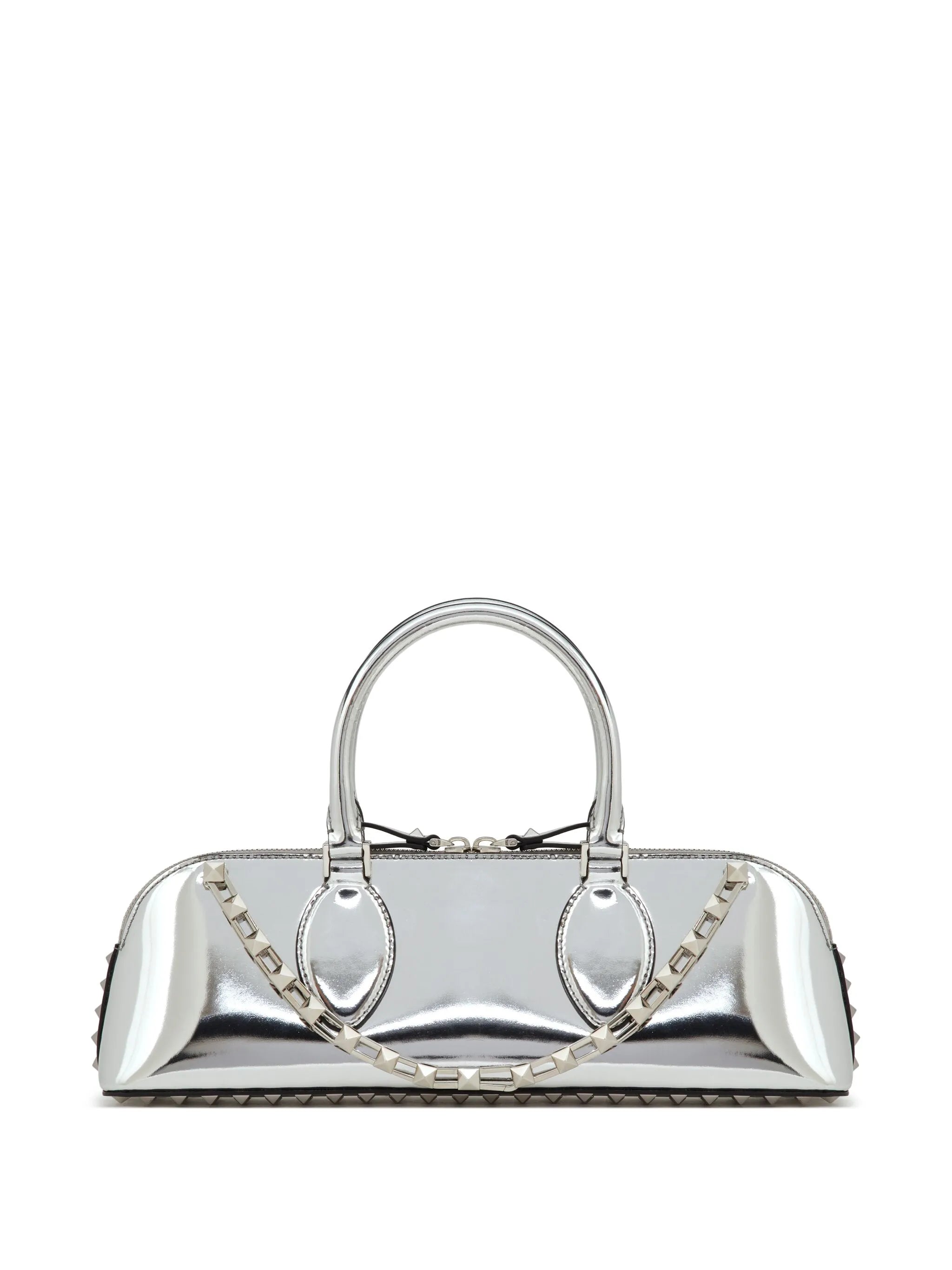Rockstud E/W mirrored leather handbag