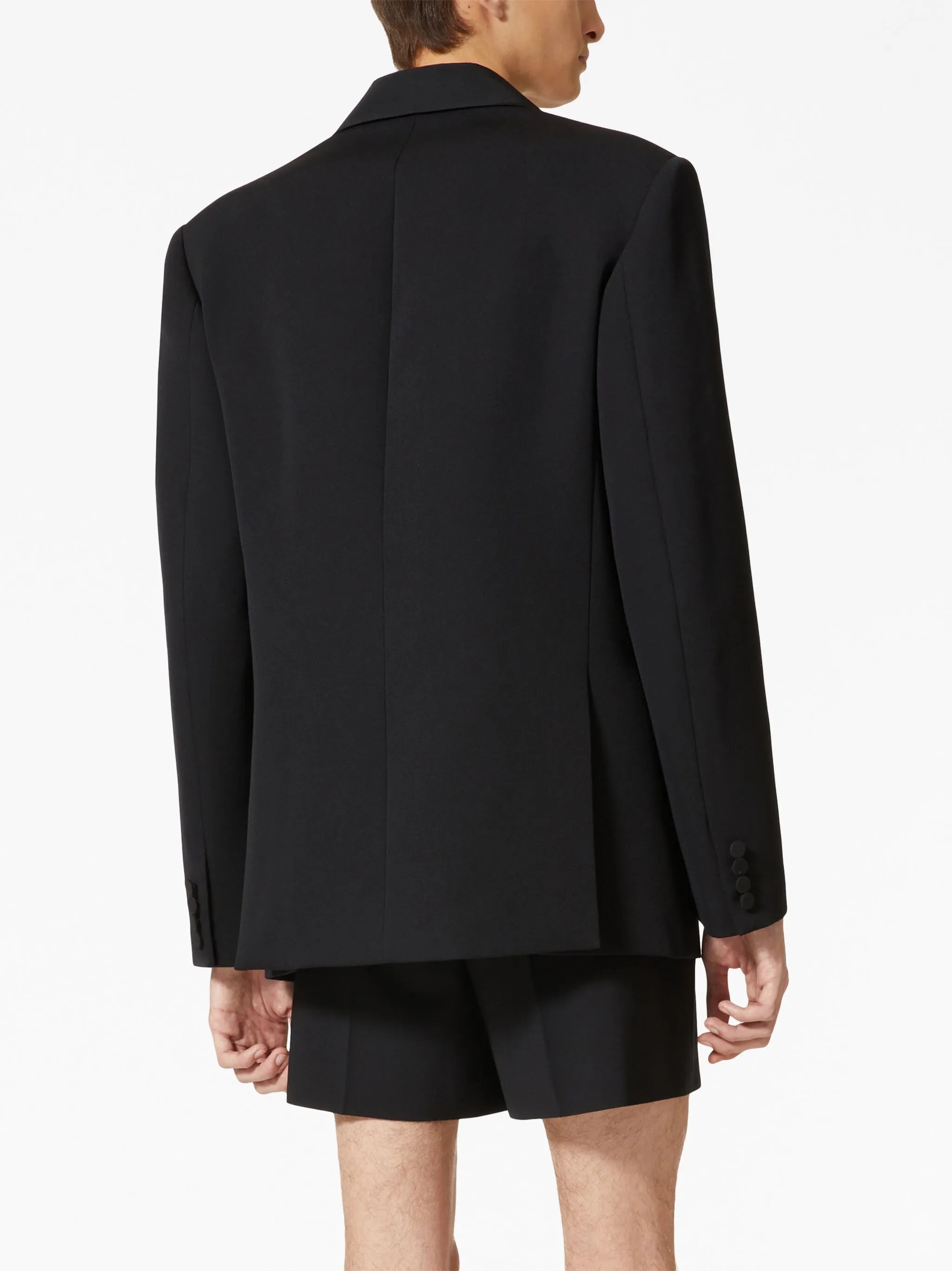 scarf-collar double-breasted wool jacket