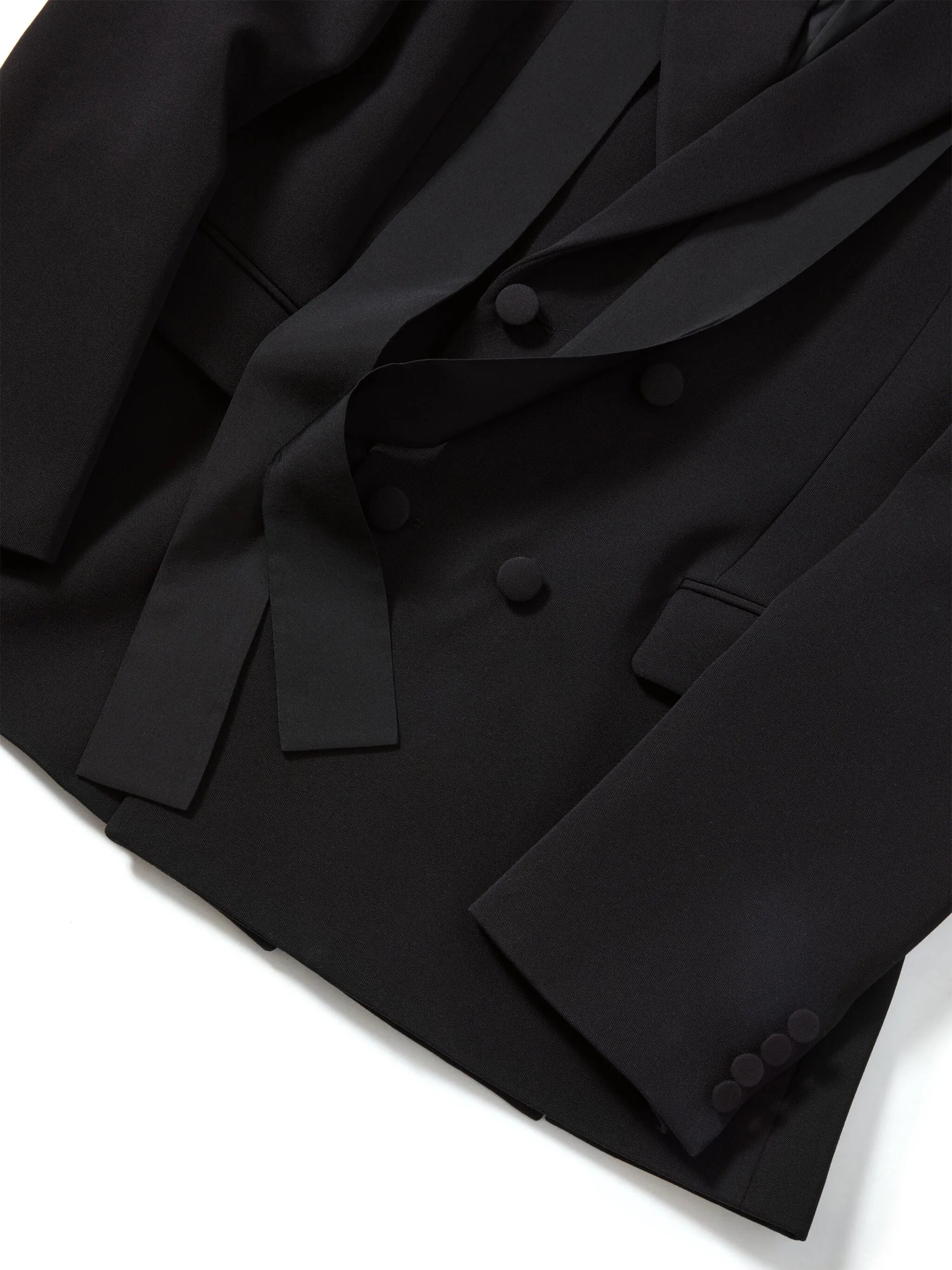 scarf-collar double-breasted wool jacket