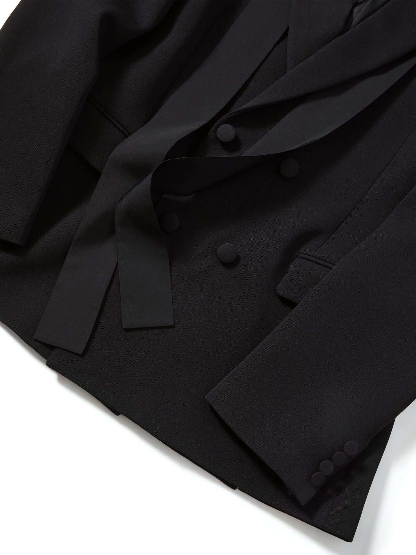 scarf-collar double-breasted wool jacket
