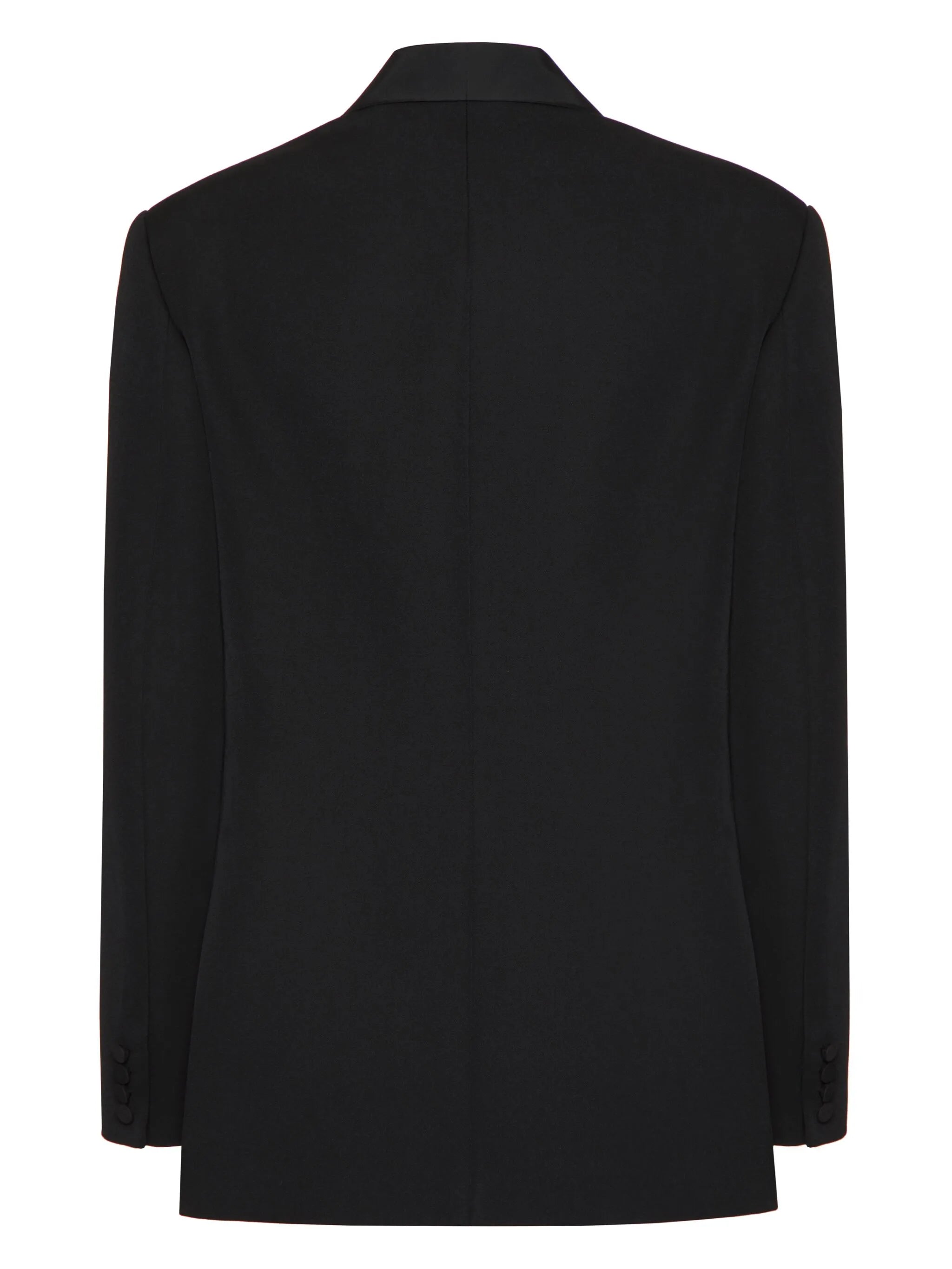 scarf-collar double-breasted wool jacket
