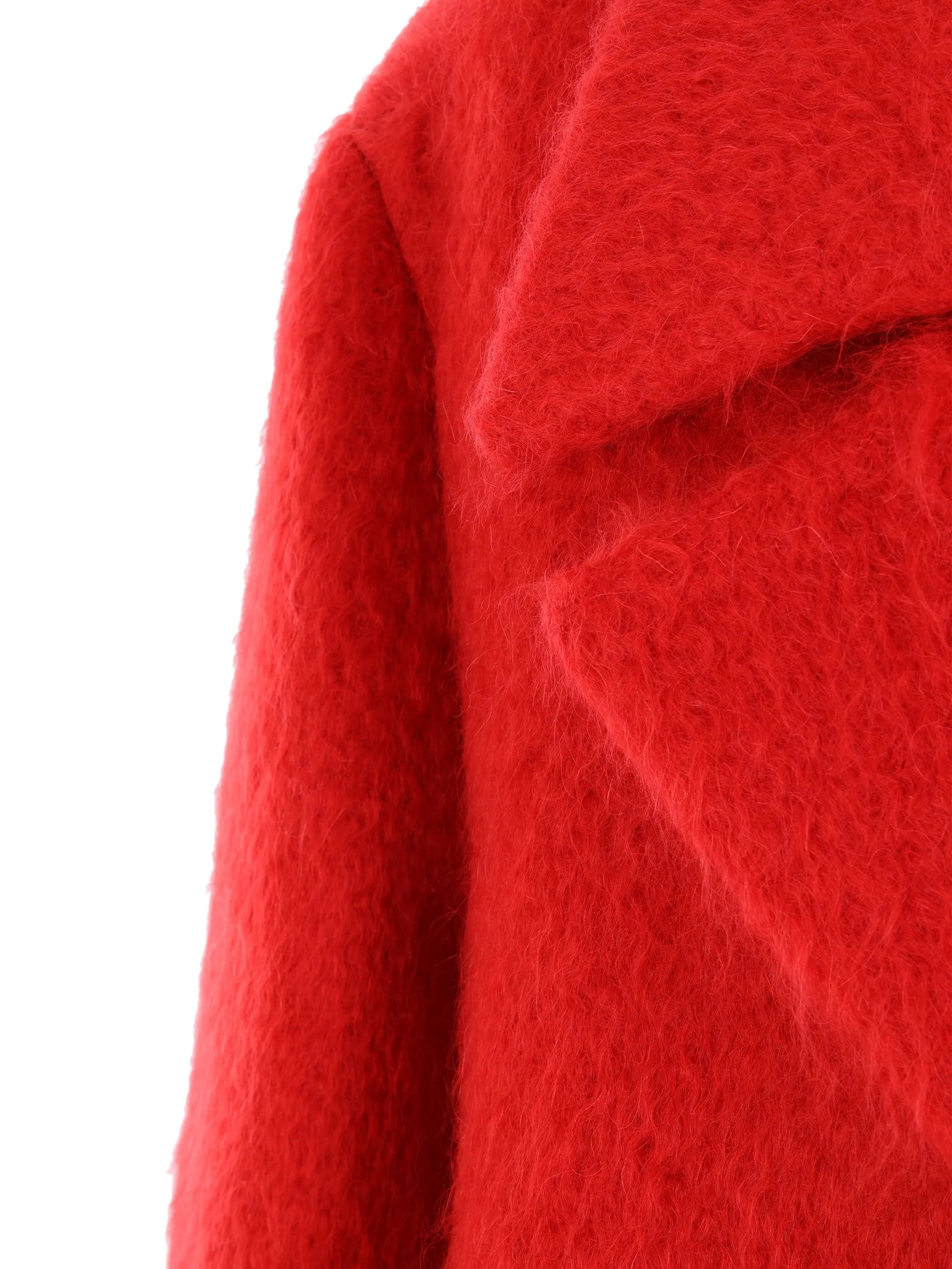 Uncoated double-breasted bouclé coat
