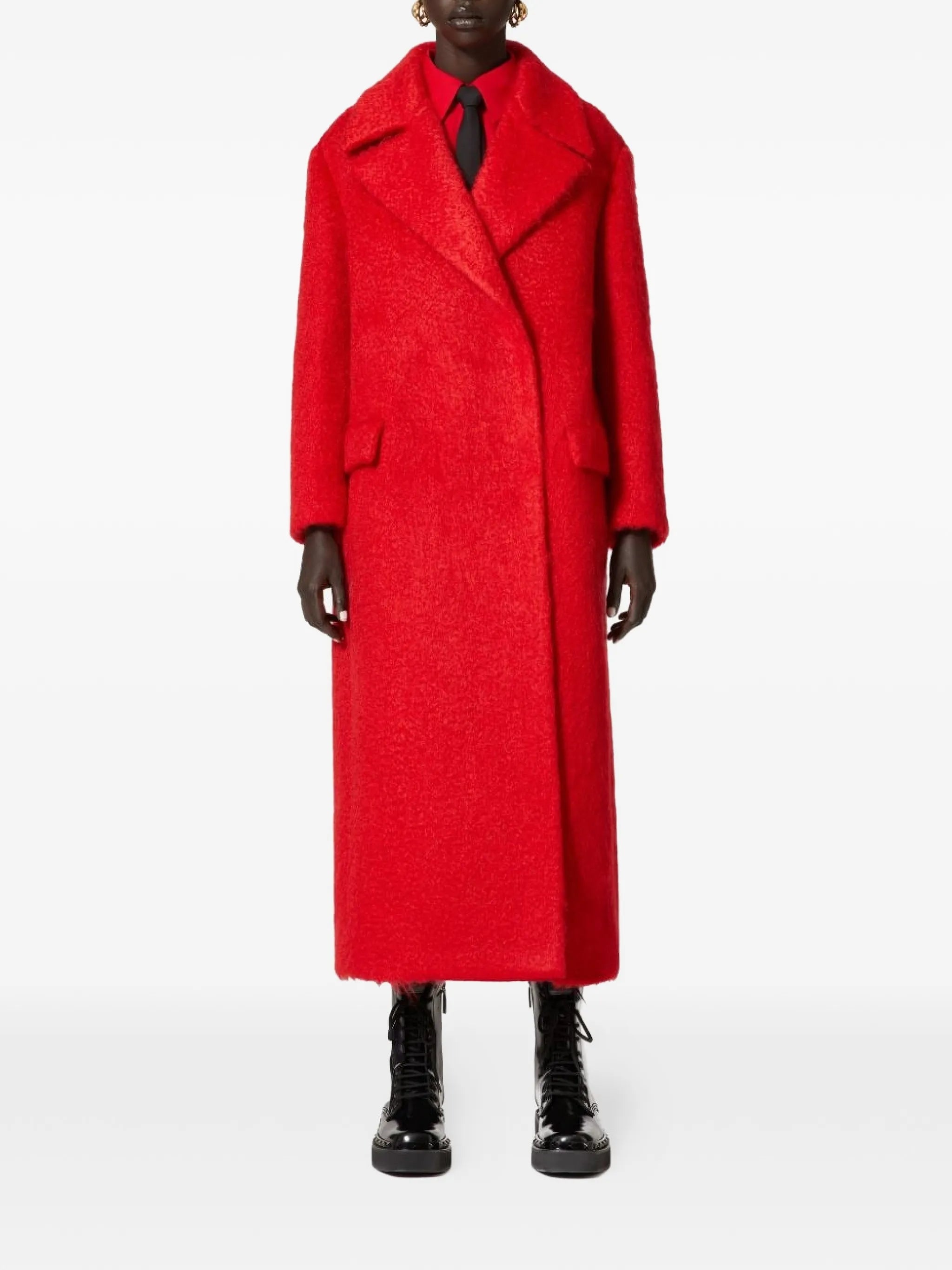Uncoated double-breasted bouclé coat