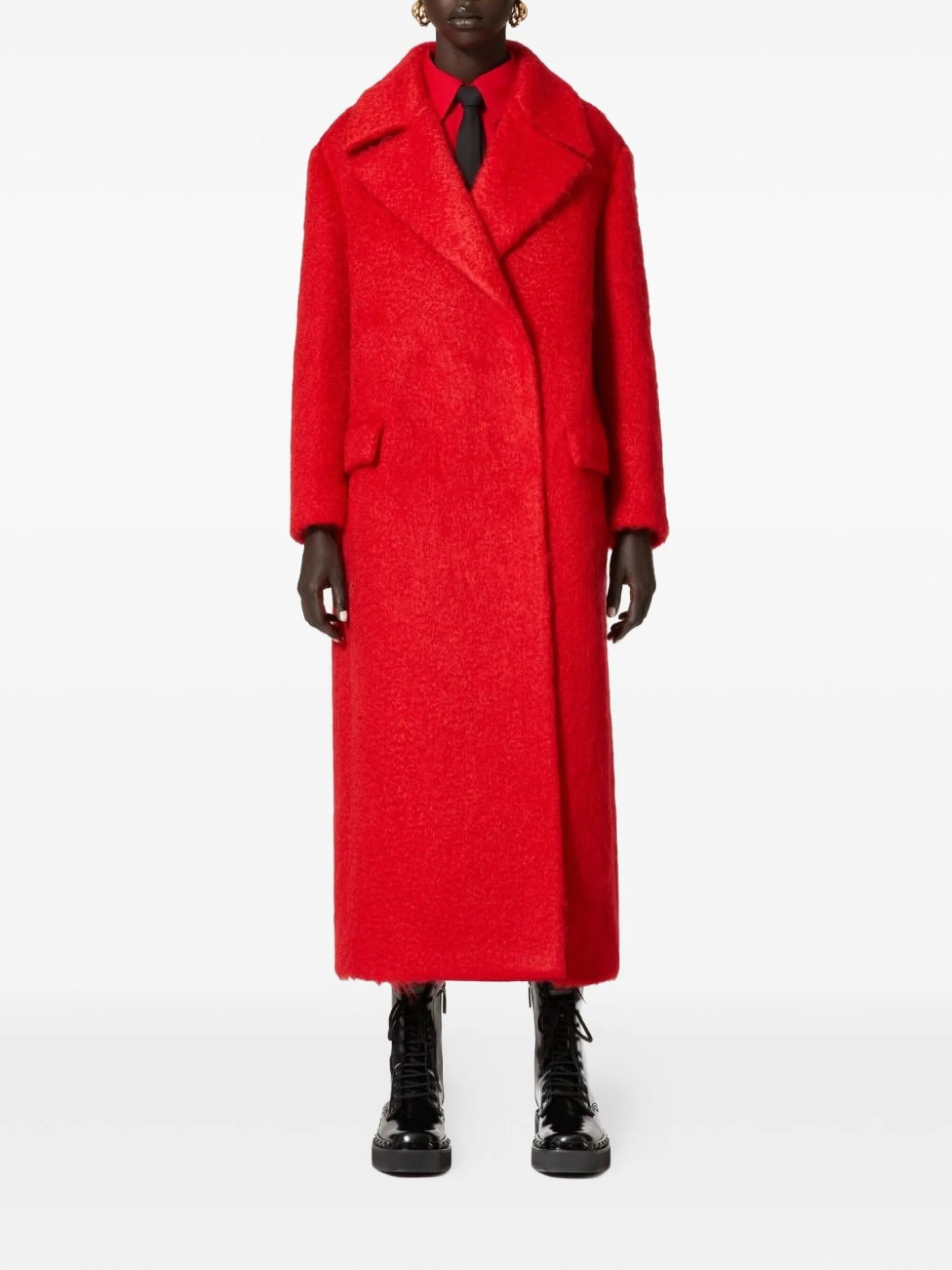 Uncoated double-breasted bouclé coat
