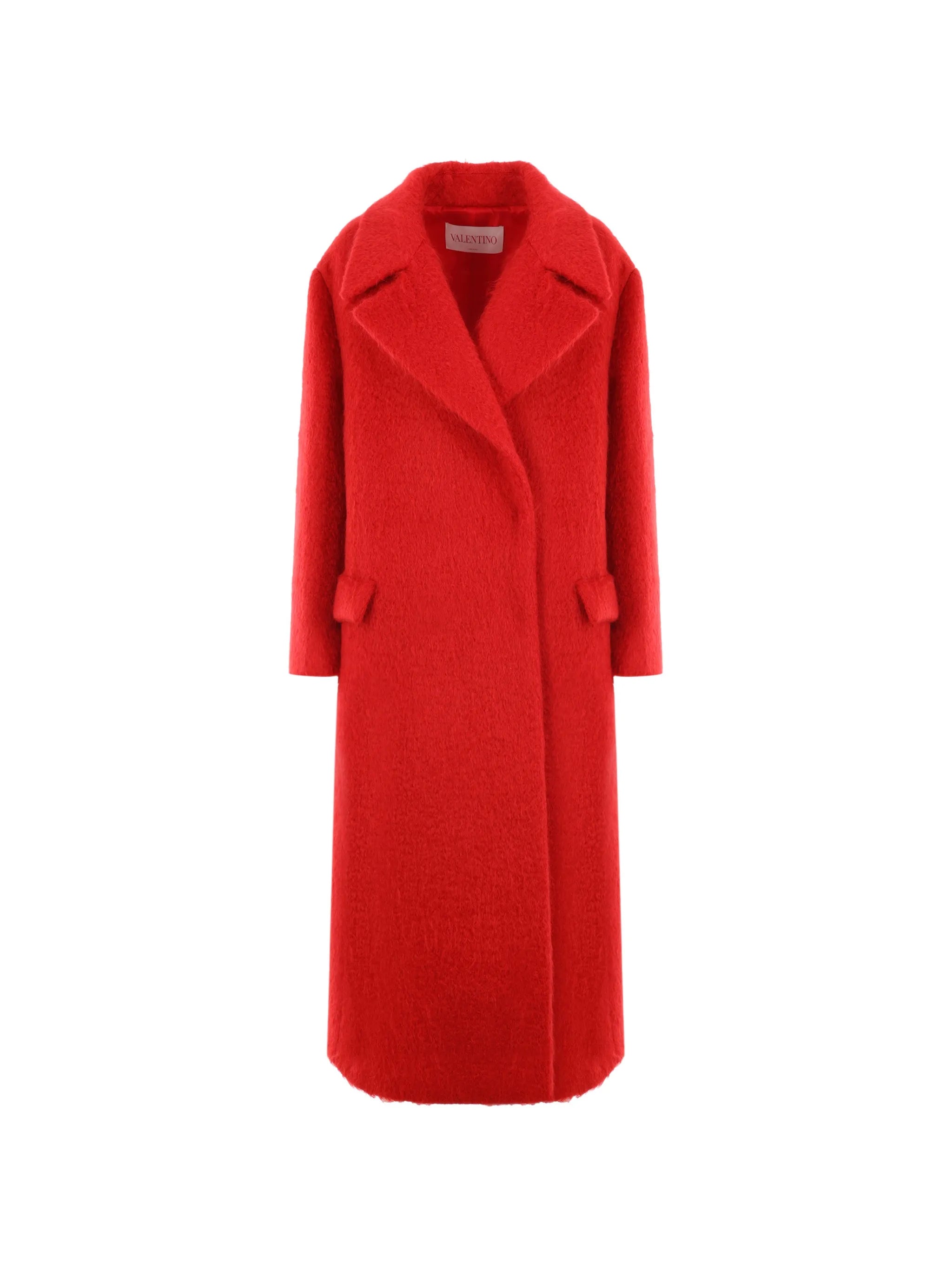 Uncoated double-breasted bouclé coat