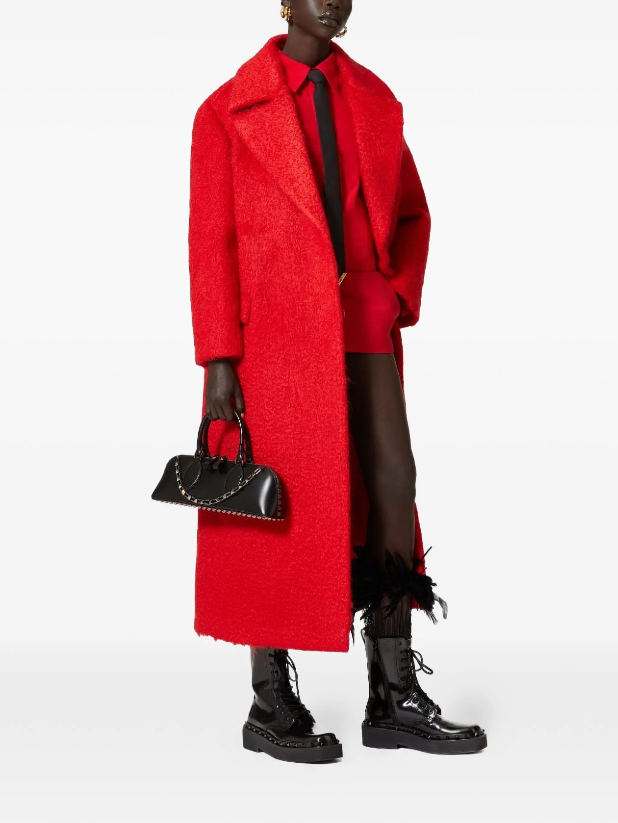 Uncoated double-breasted bouclé coat