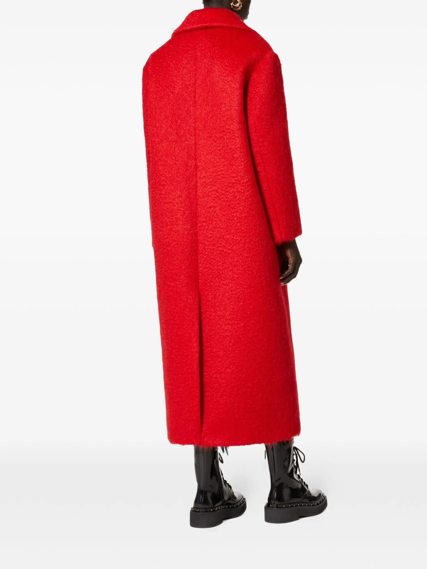 Uncoated double-breasted bouclé coat