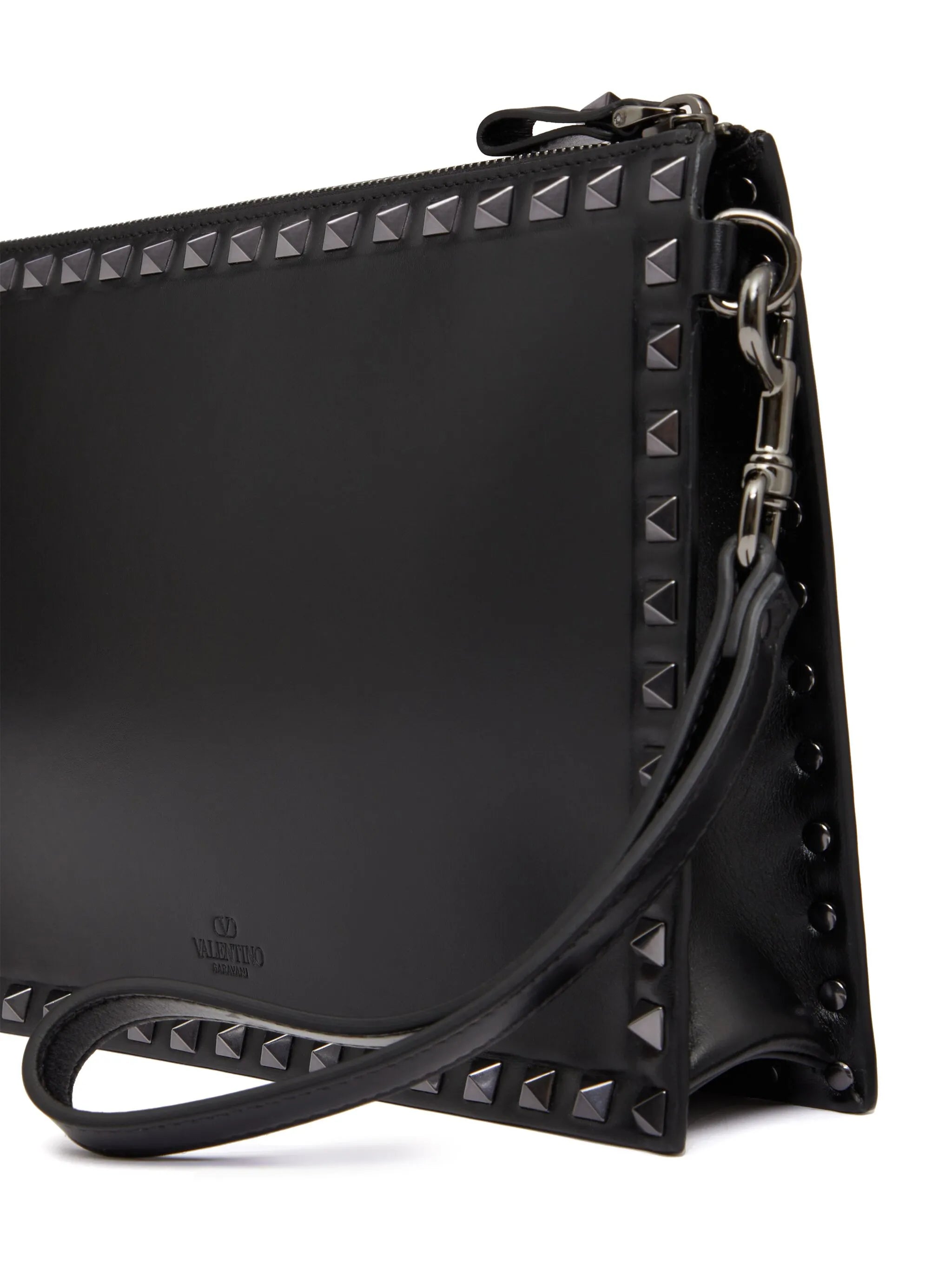Rockstud leather clutch bag