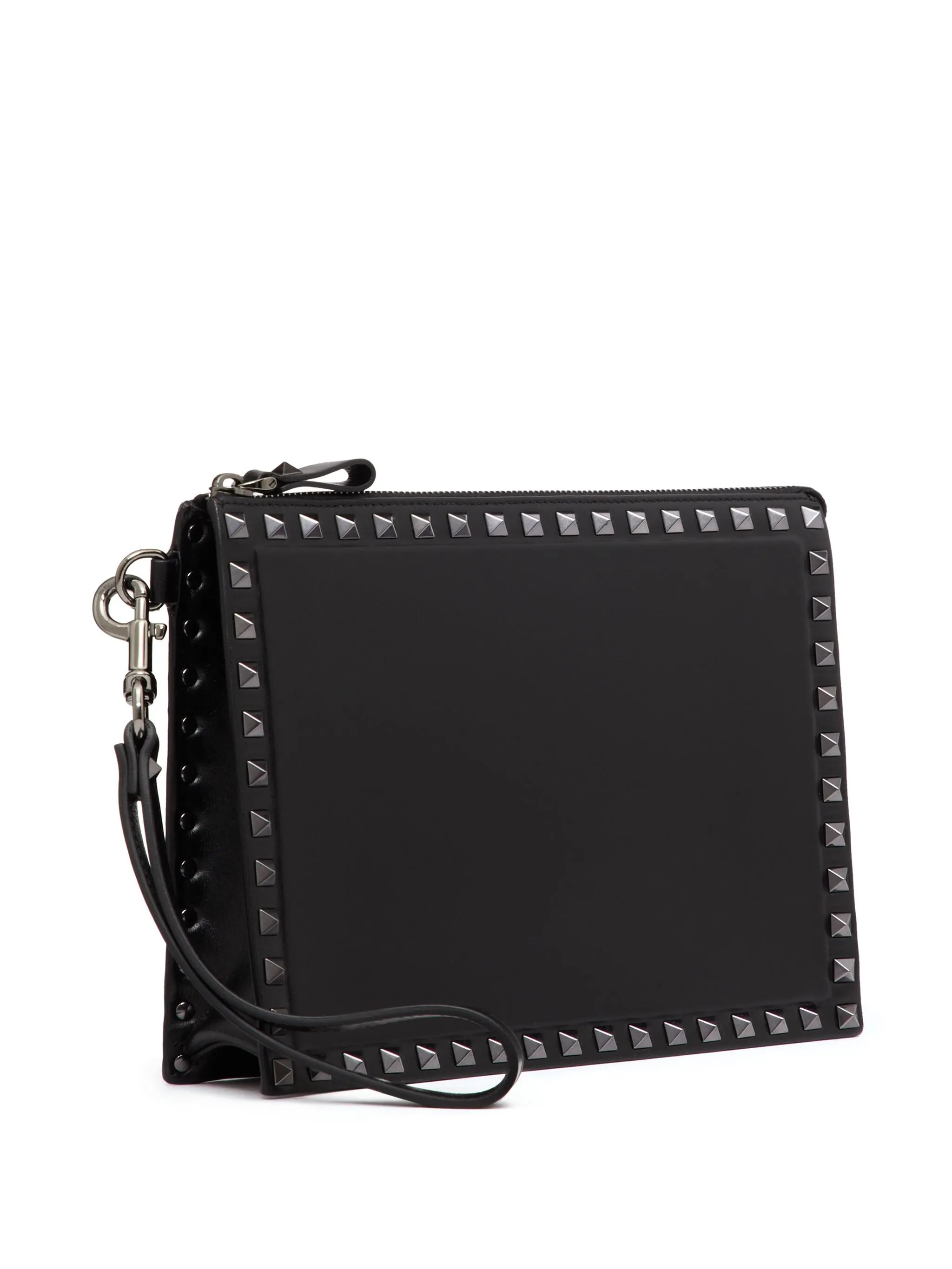 Rockstud leather clutch bag