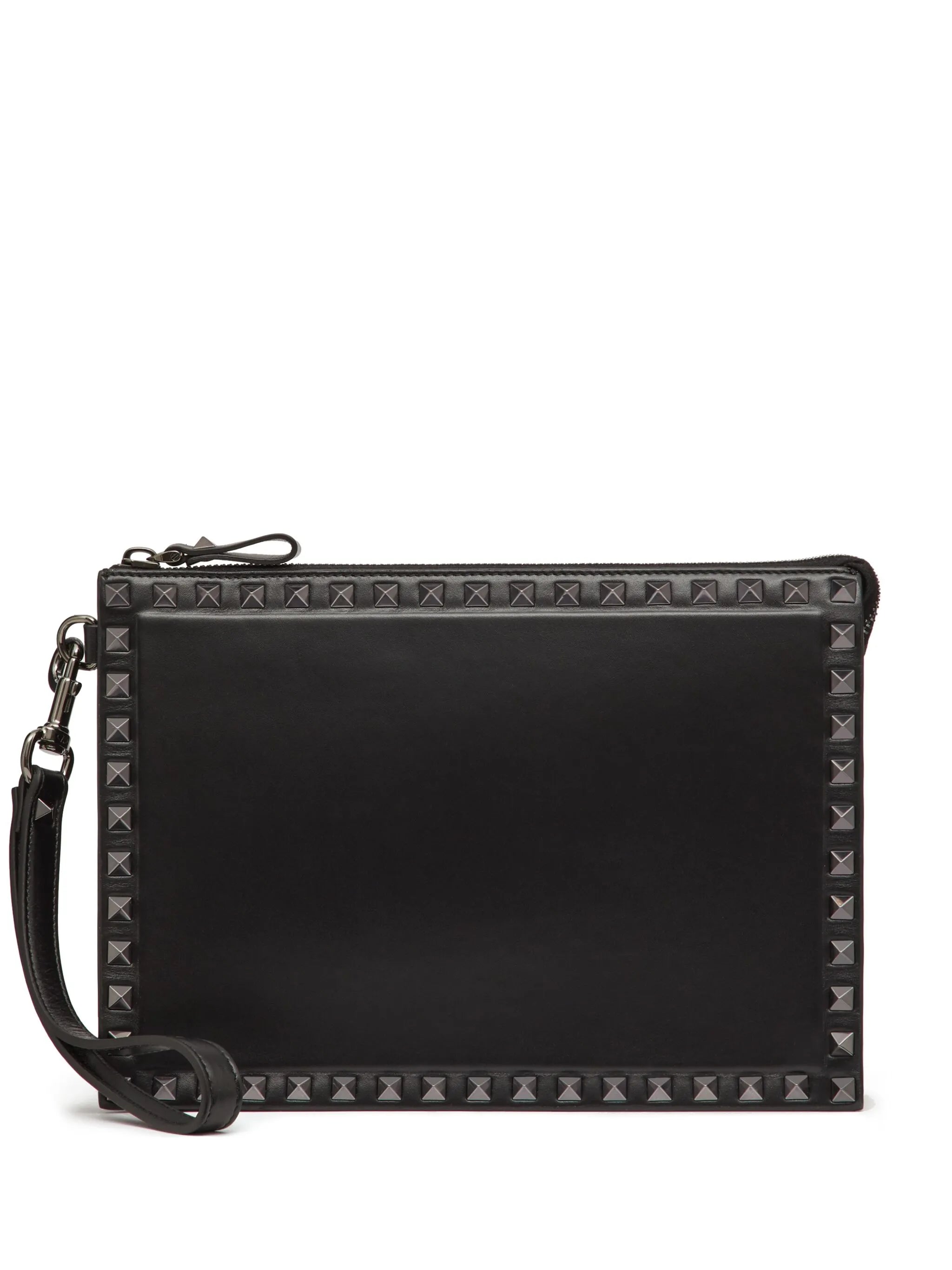 Rockstud leather clutch bag