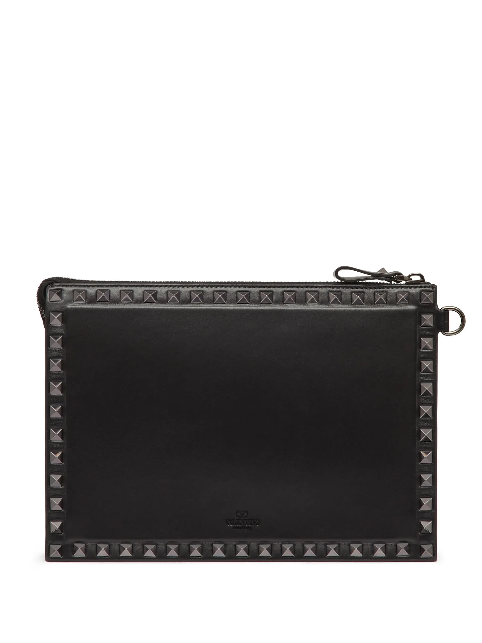 Rockstud leather clutch bag