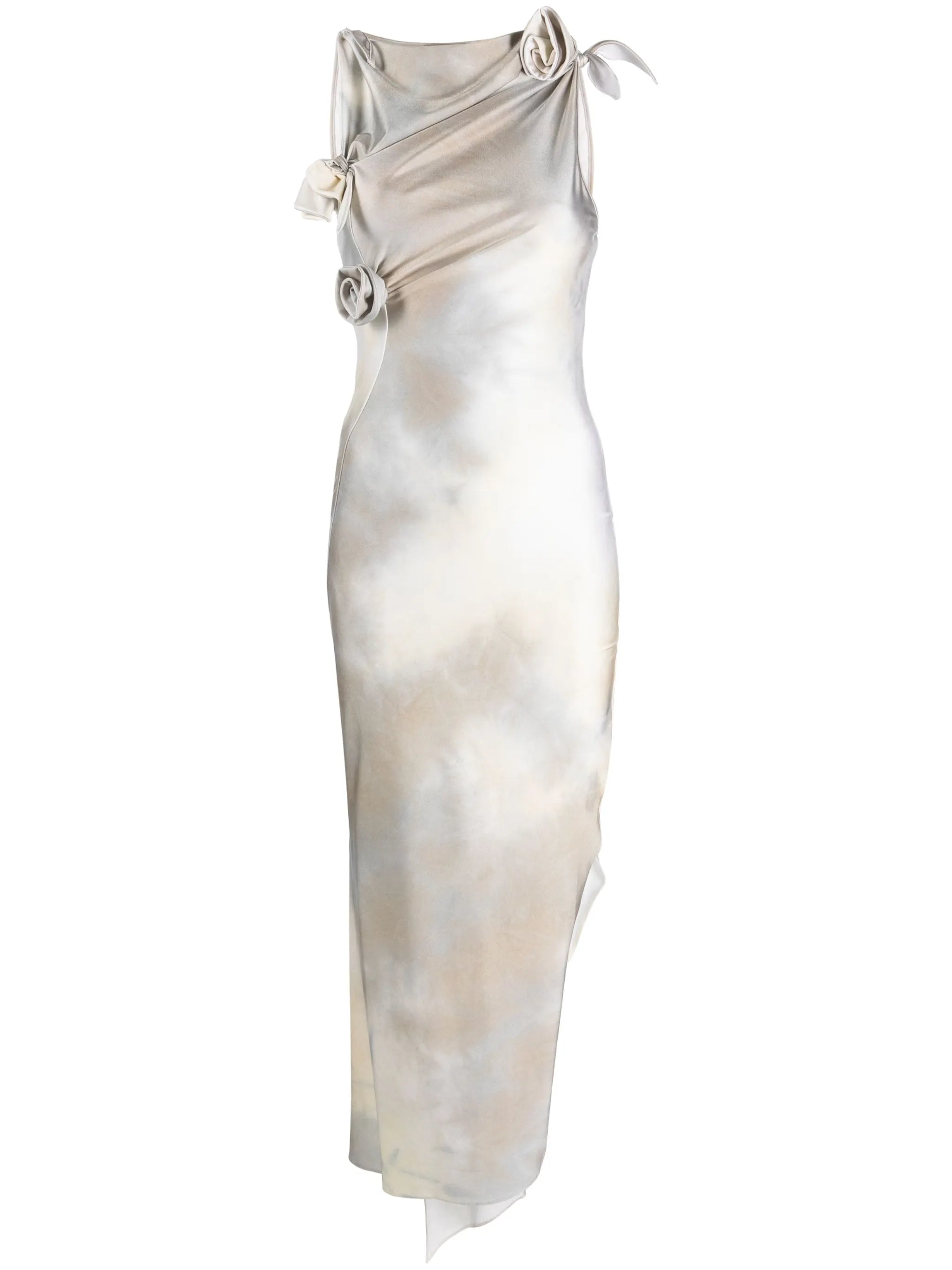 floral-appliqué cut-out dress