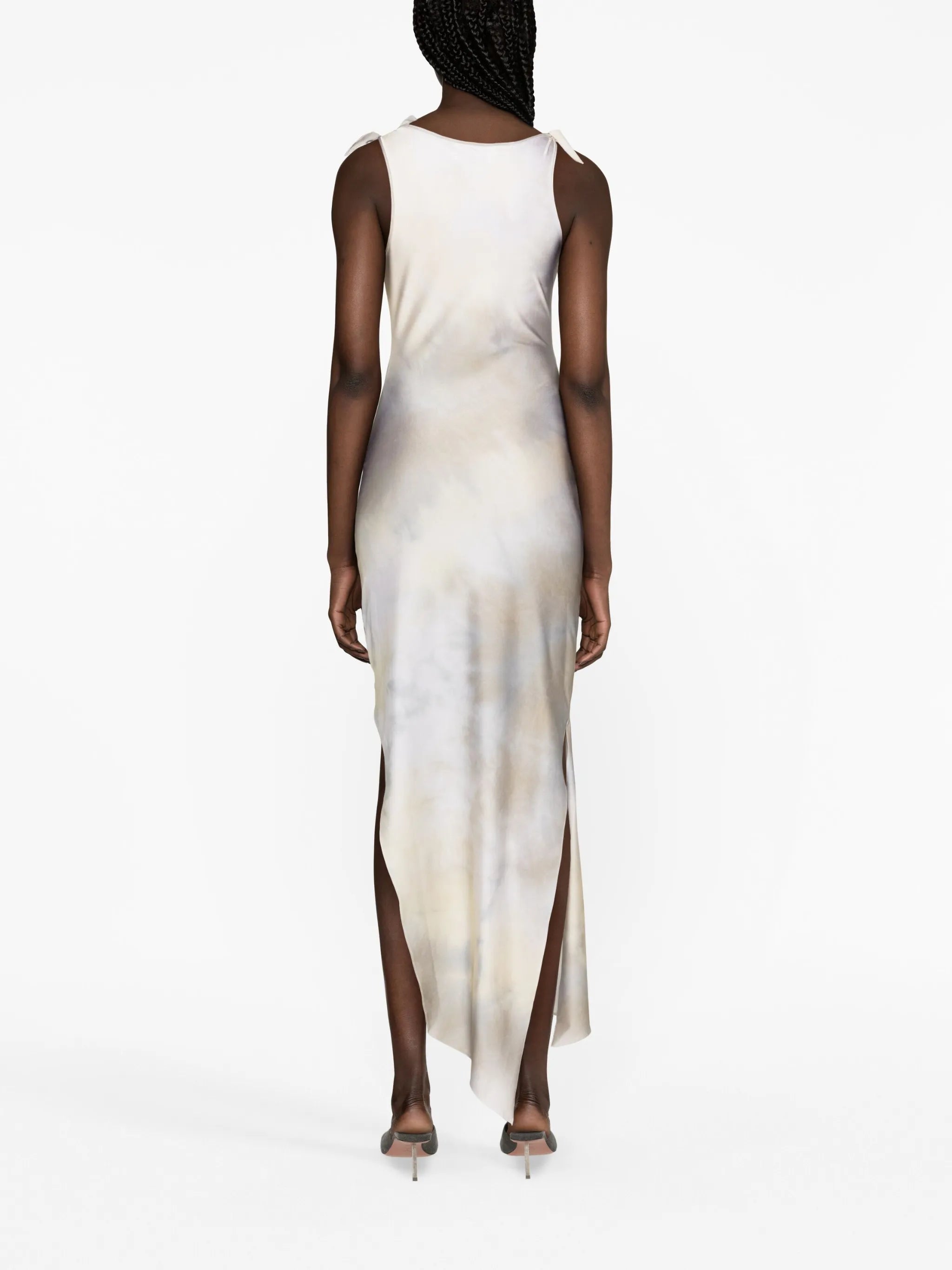floral-appliqué cut-out dress
