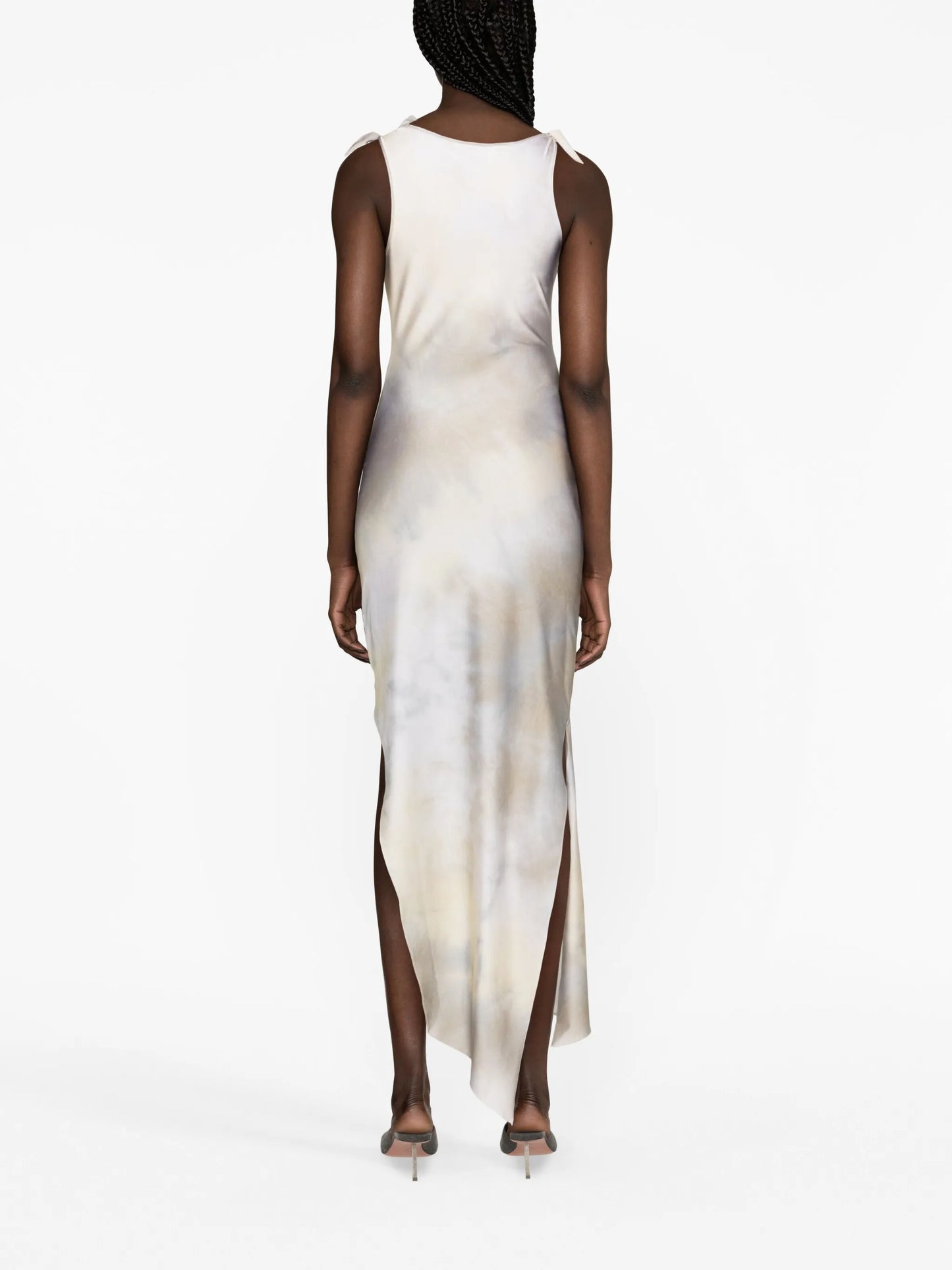 floral-appliqué cut-out dress