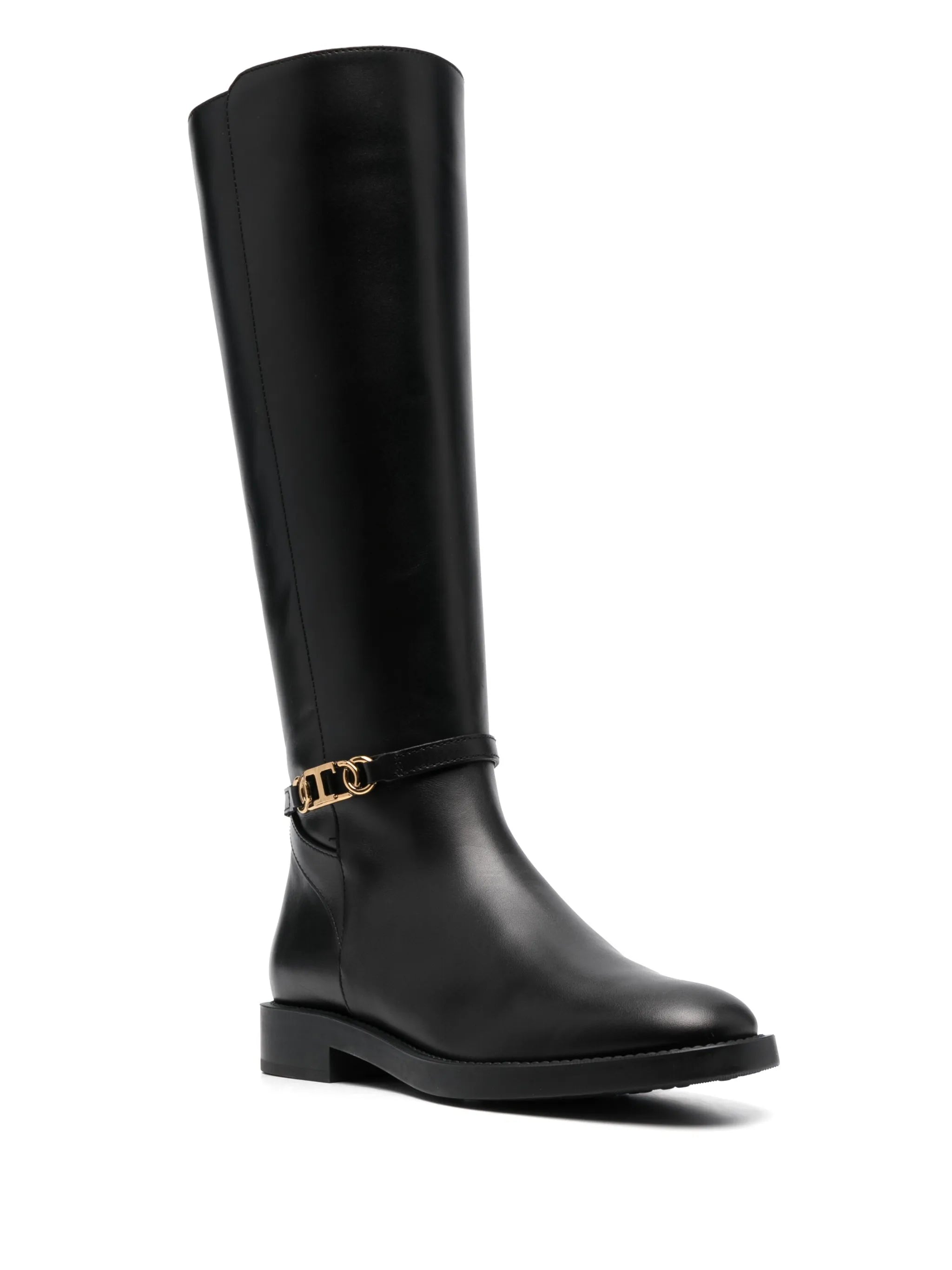 logo-plaque leather boots