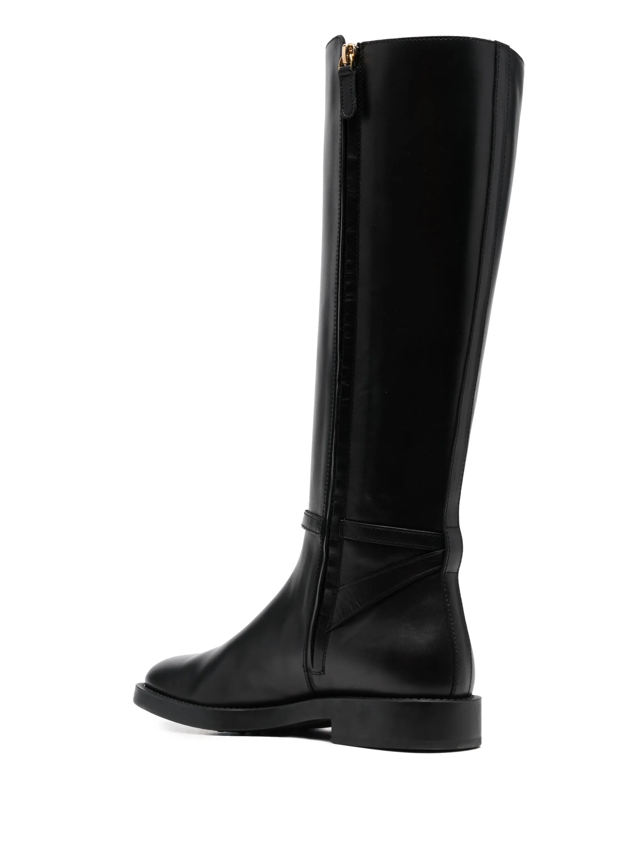 logo-plaque leather boots